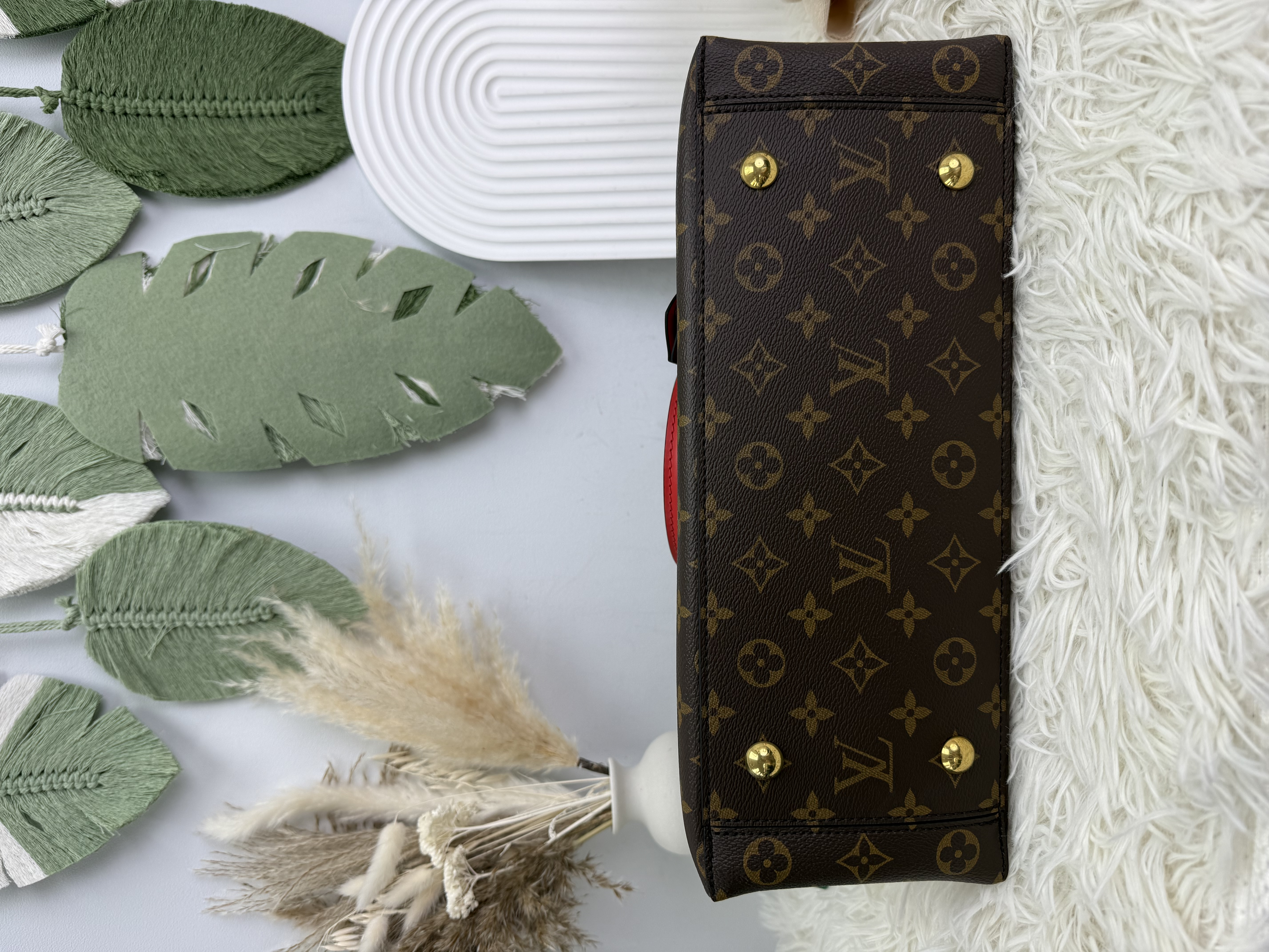 LV👜閑置品 ❣️Flower Tote老花拼红色TOTE BAG 有塵袋