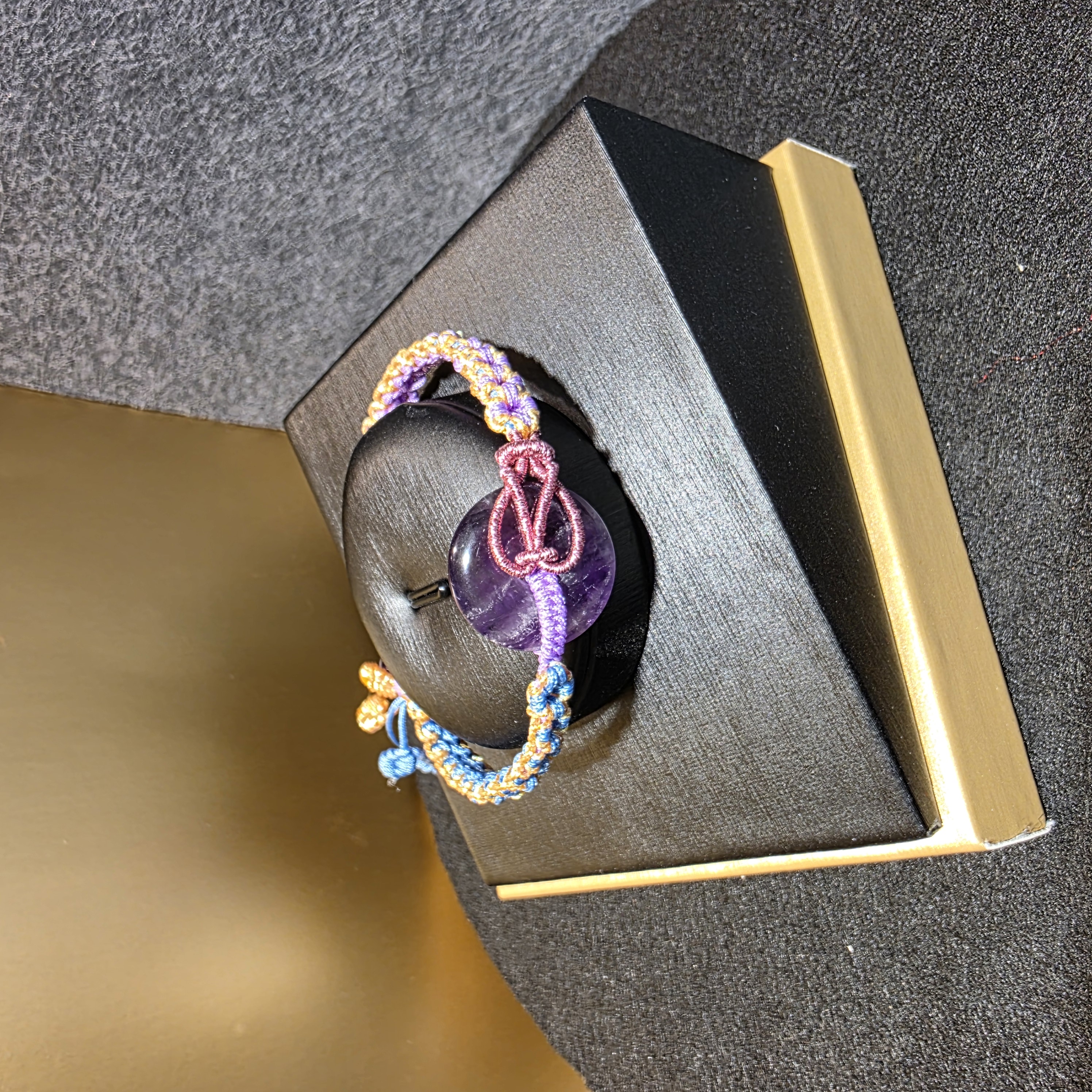 紫水晶平安扣織繩手鏈