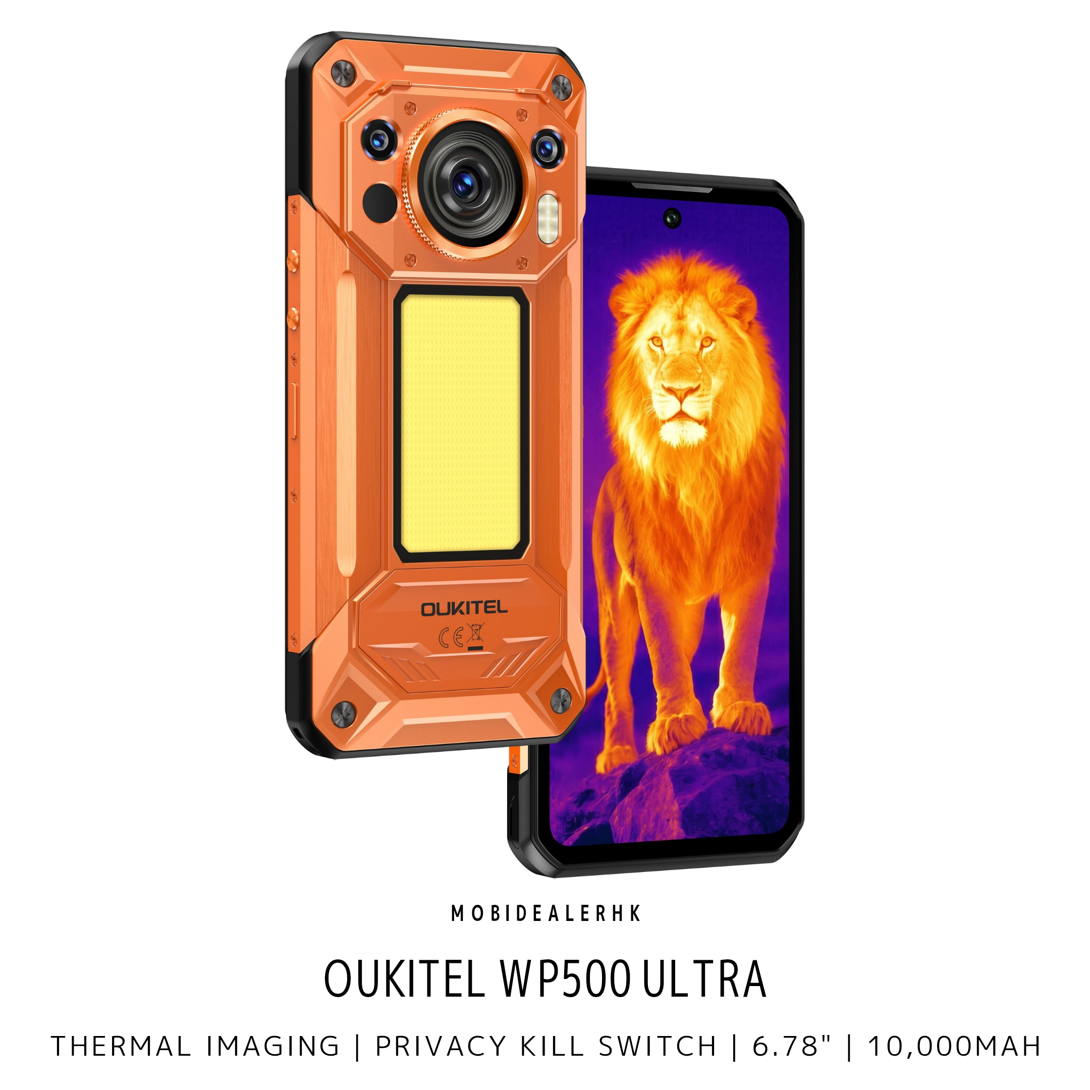 Oukitel WP500 Ultra | 歐奇 WP500 Ultra | 5G | 三防手機 | Privacy Kill Switch | 熱感 | 夜視鏡 | 10,000mAh | 反向充電