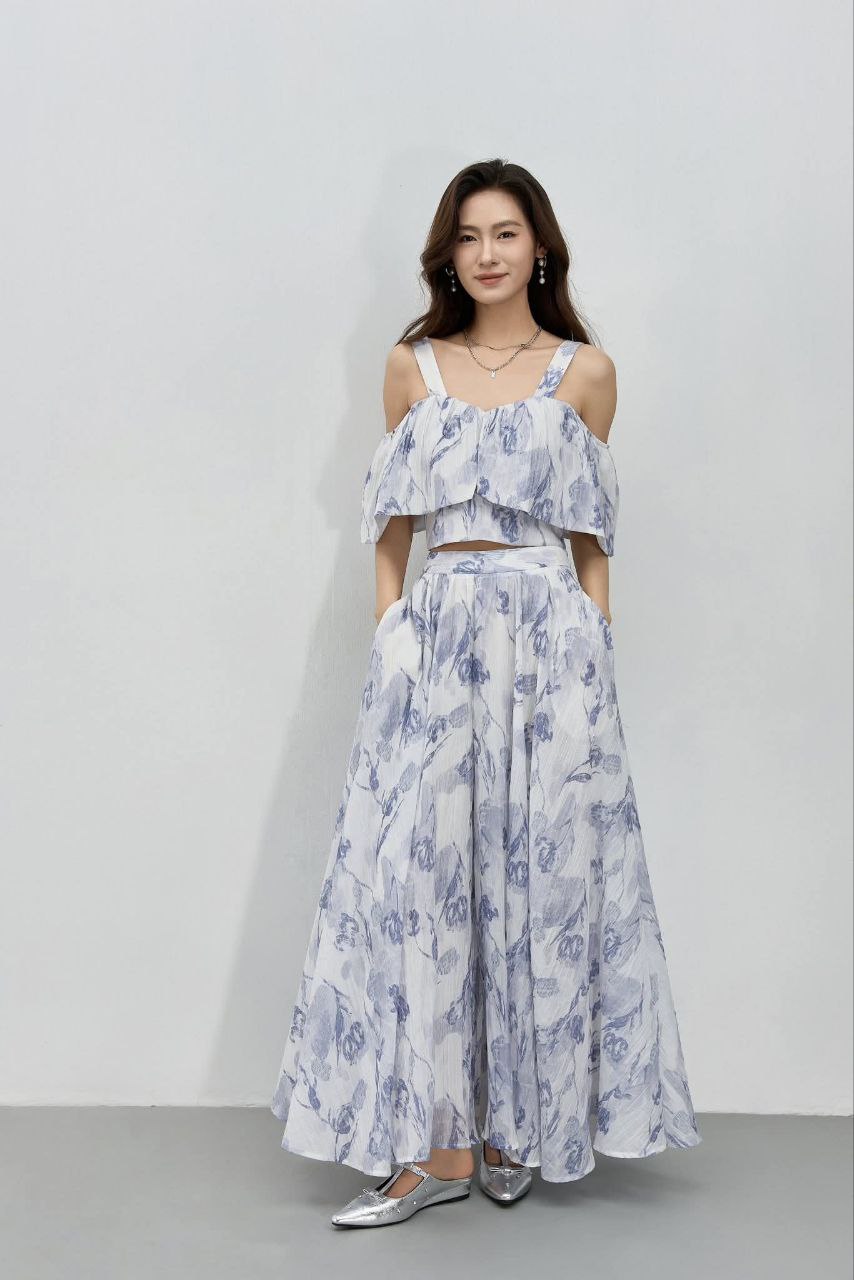 宽腿长裤裤脚微喇 S0078