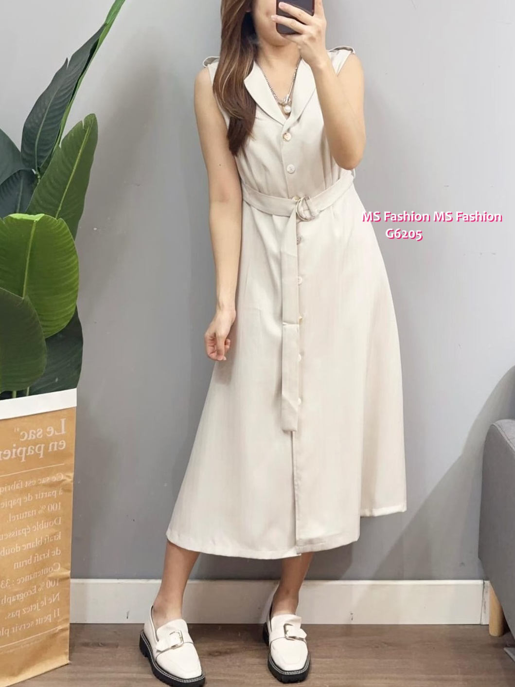 G6205 韓國🇰🇷暗直紋背心連身裙