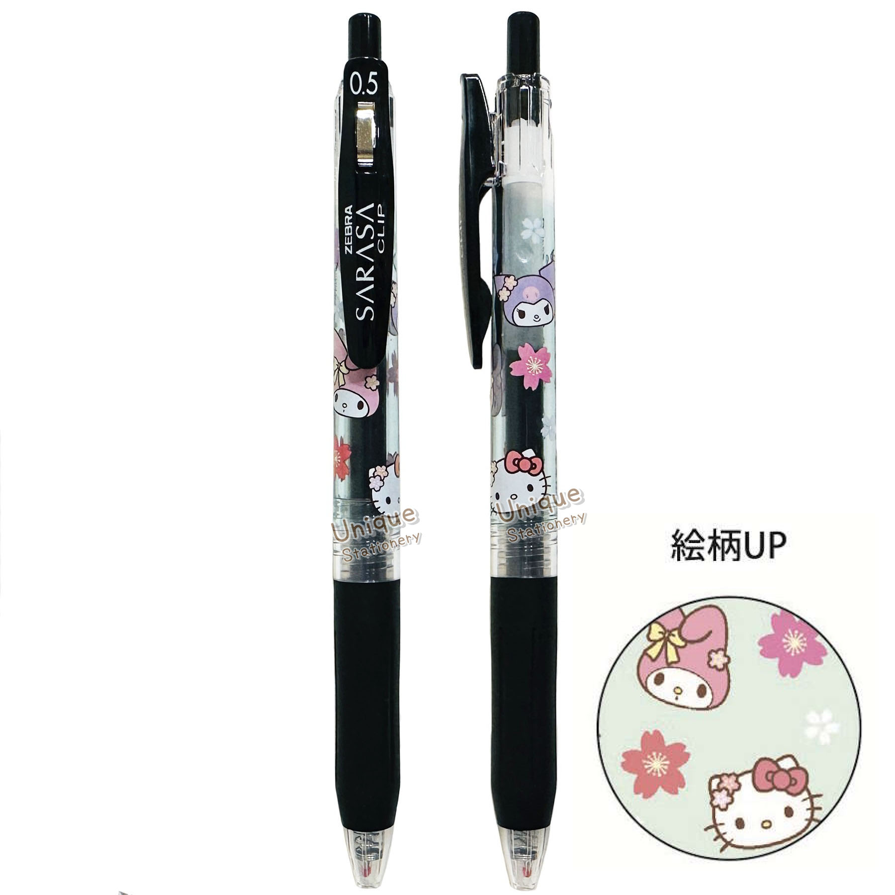 現貨｜【一套6枝】Sanrio Characters 日本製 Zebra SARASA CLIP 0.5mm 黑色 啫喱筆 套裝 (Hello Kitty / My Melody / Kuromi 231183)
