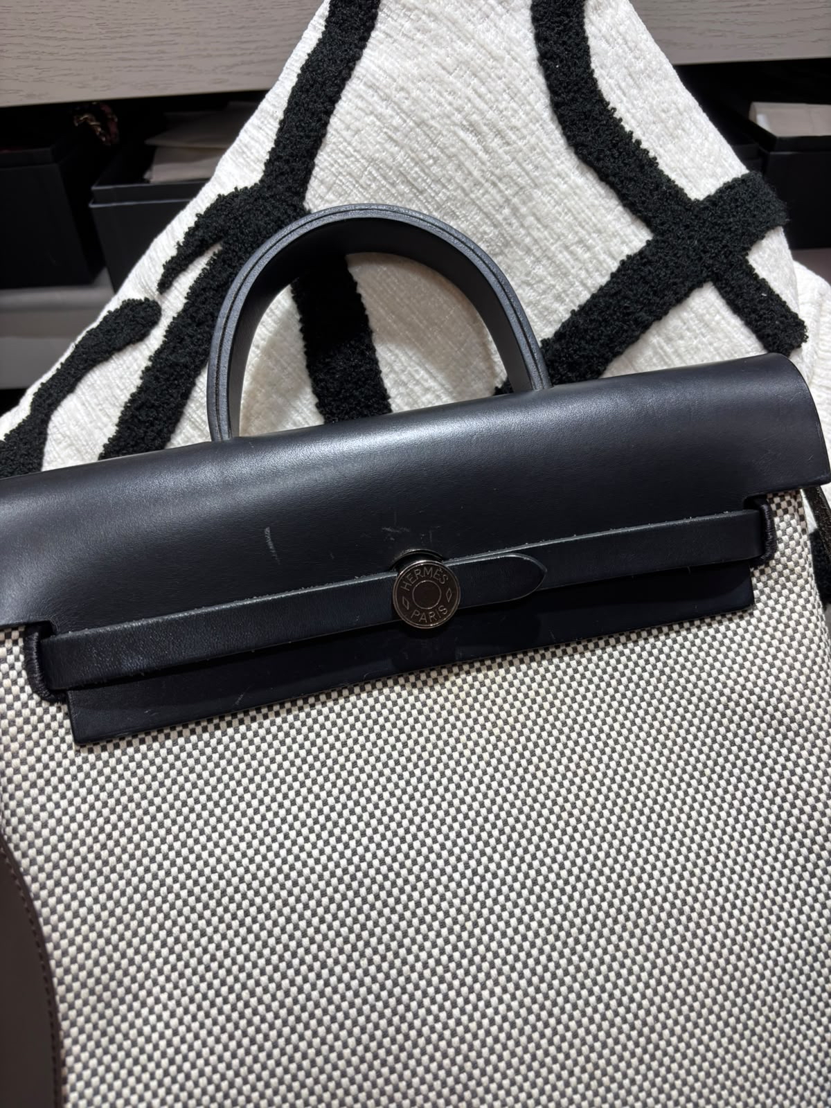 HERMES Herbag backpack Stamp Z Backpack 黑白熊貓 100%Authentic, 95%New ✅Dust bag
