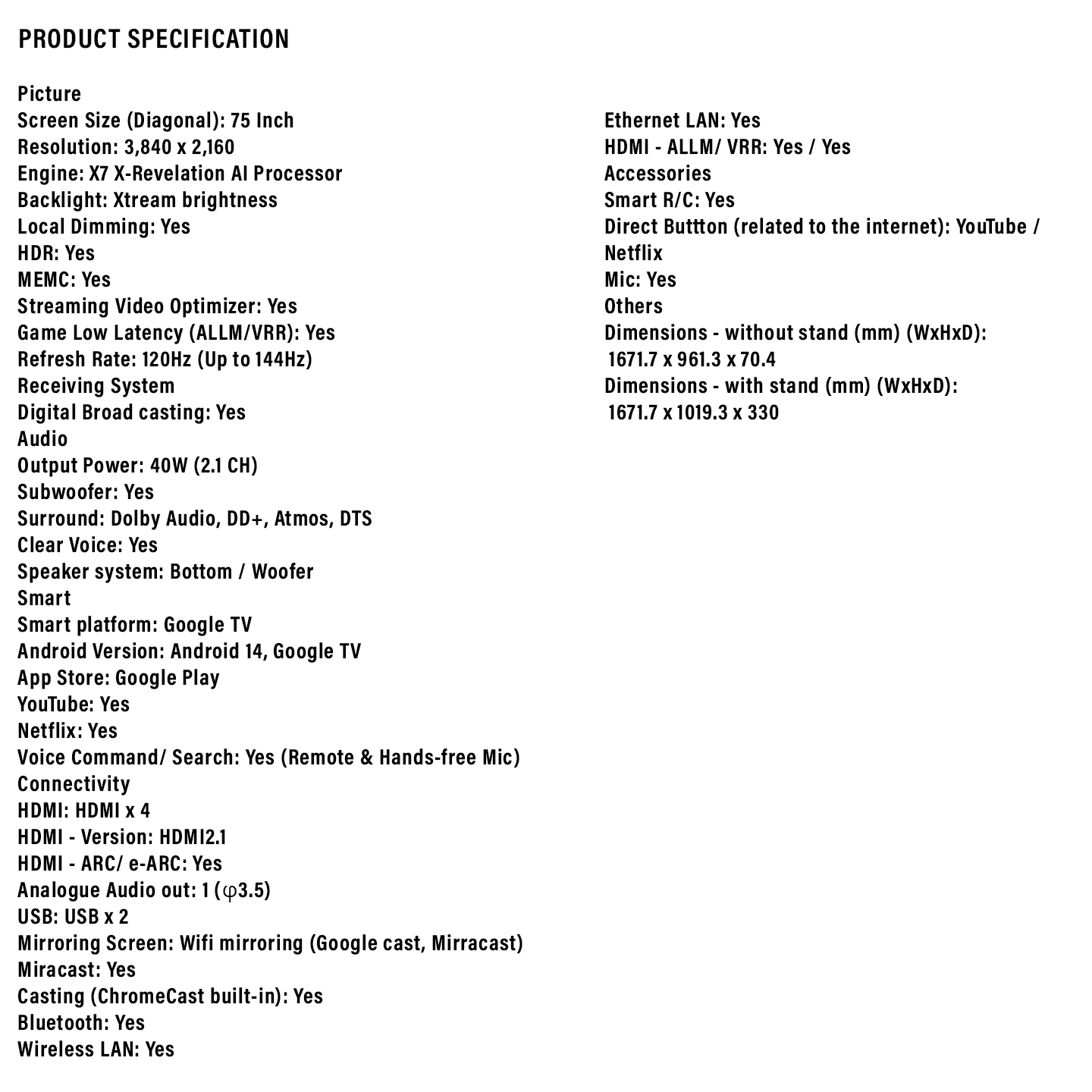 Sharp 75" 4K UHD XLED Google TV (4TC75HU8500X)