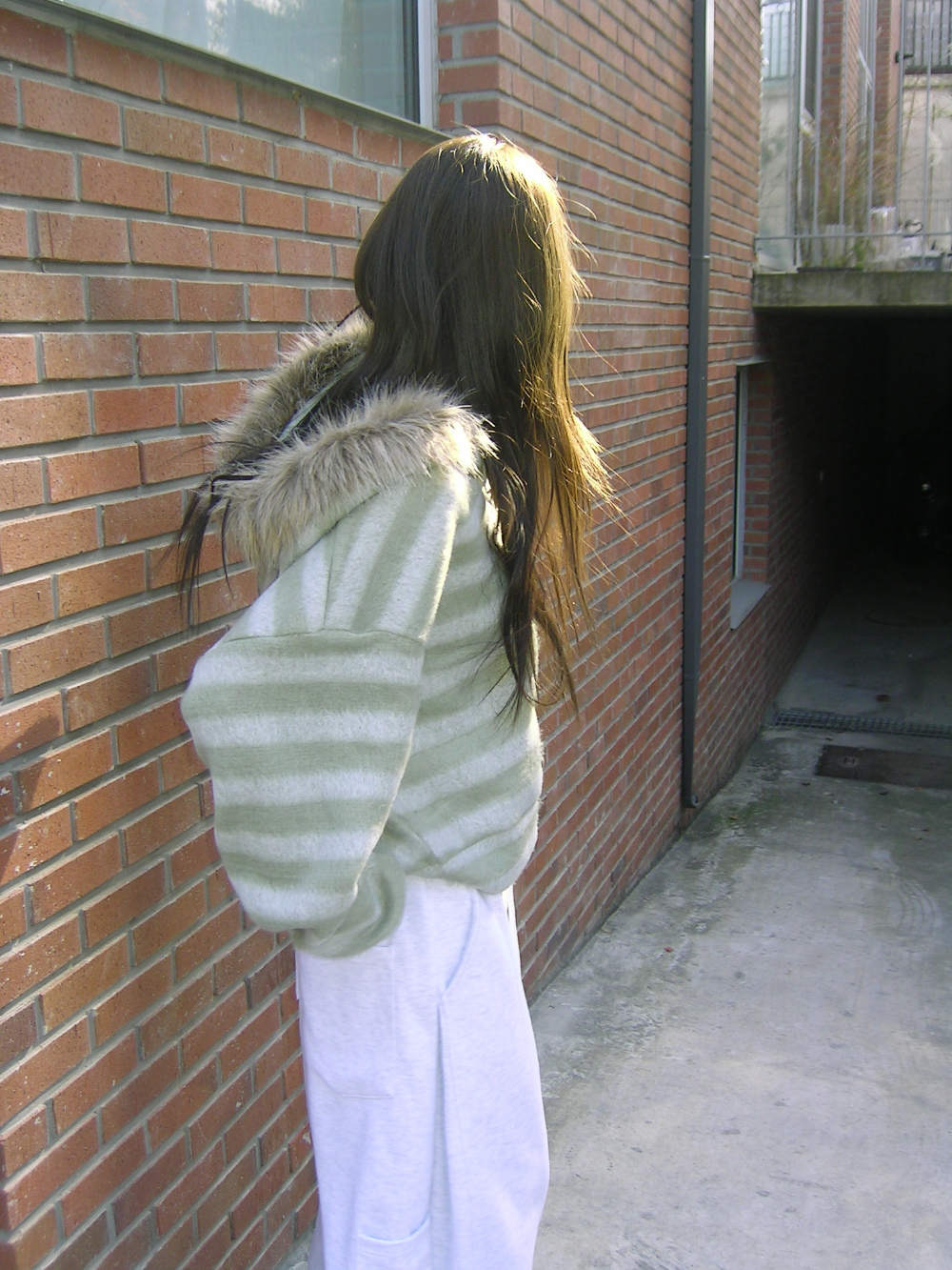 Striped Faux Fur Zip Hoodie(Unisex)