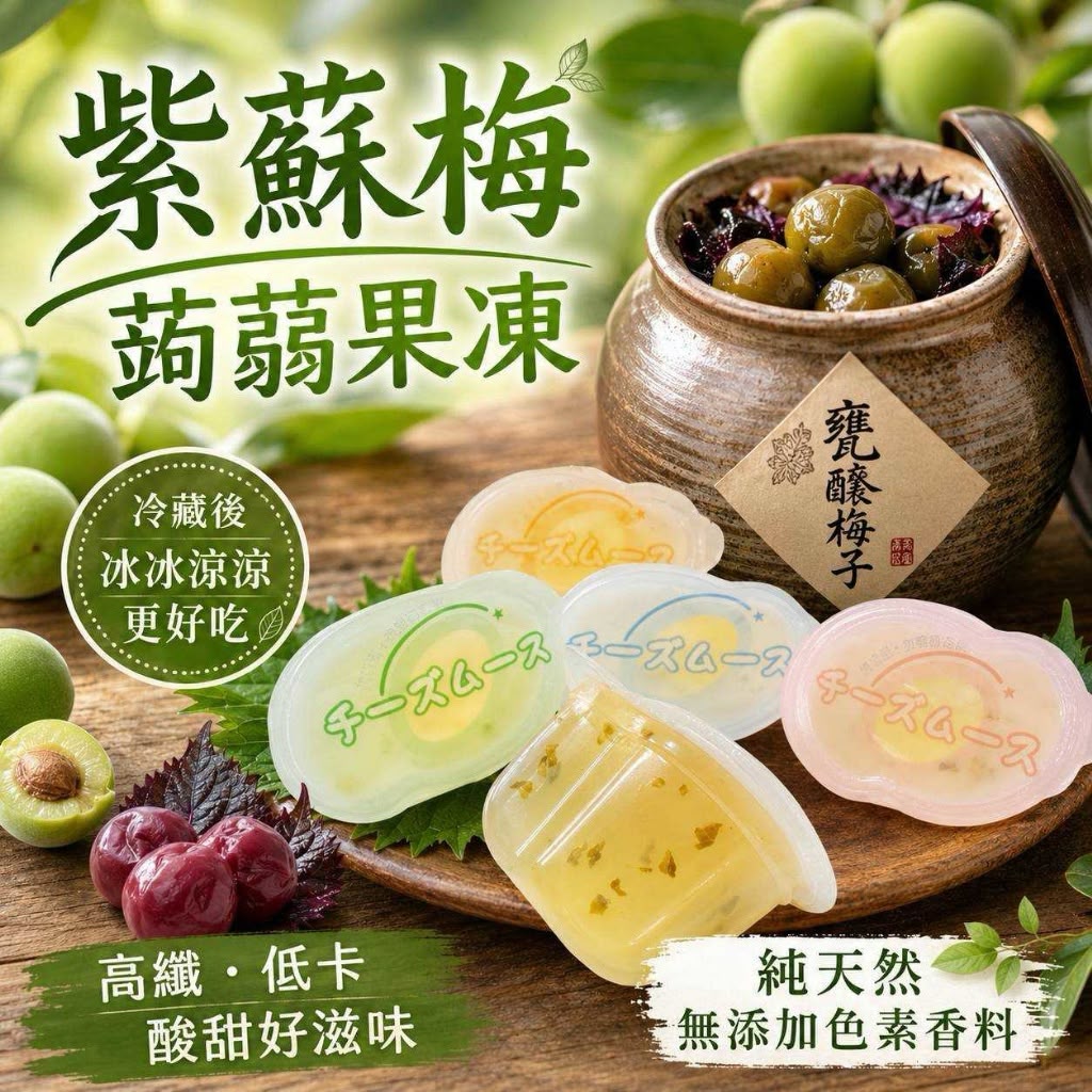 【預訂】台灣製無添加紫蘇梅蒟蒻果凍 400g