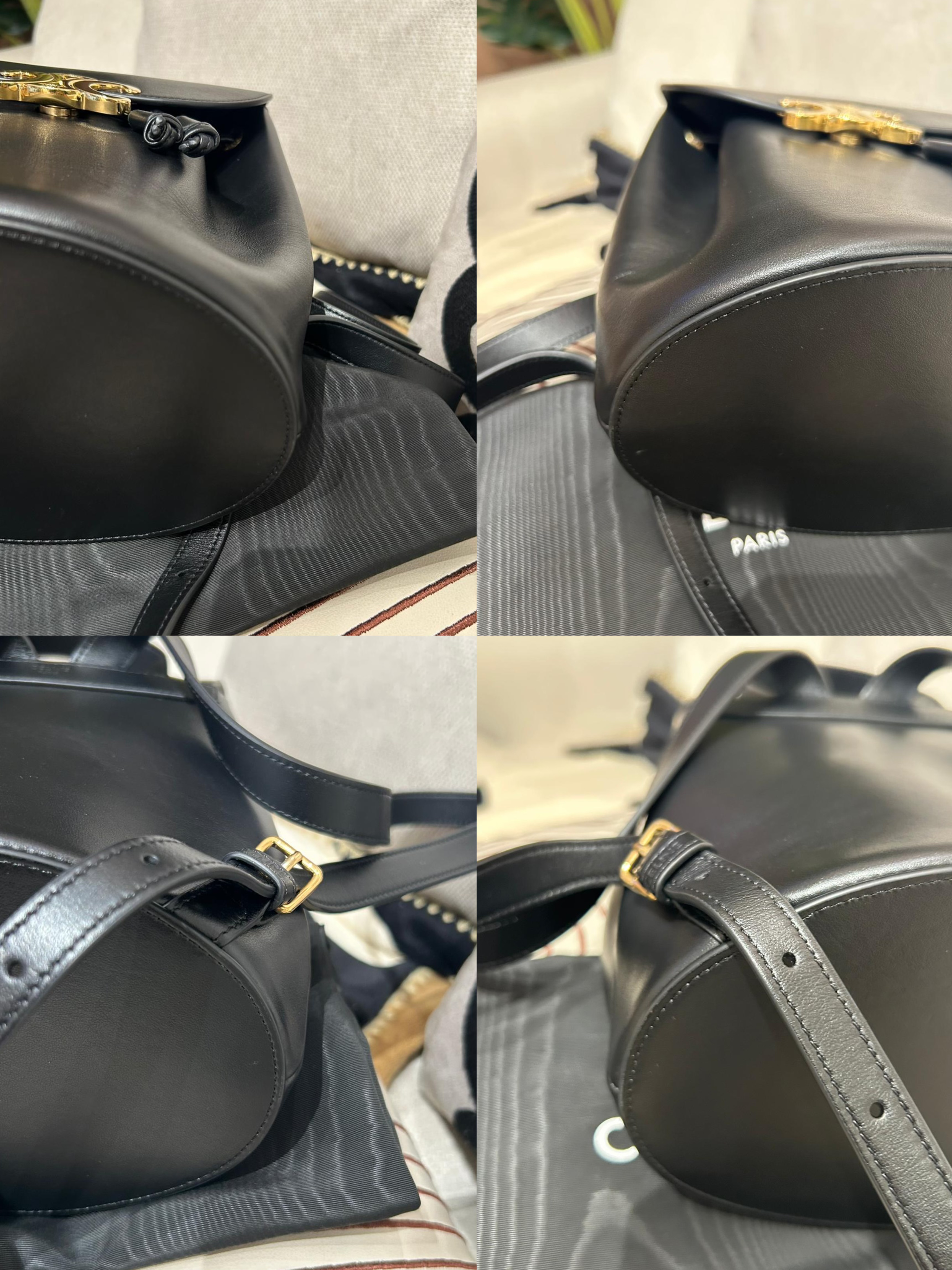 Celine Bonnie Backpack 黑色金扣 100%Authentic, 98%New ✅Dust bag