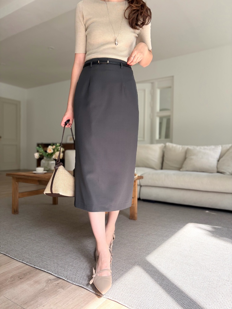 The Classy Belted Skirt (Charcoal)