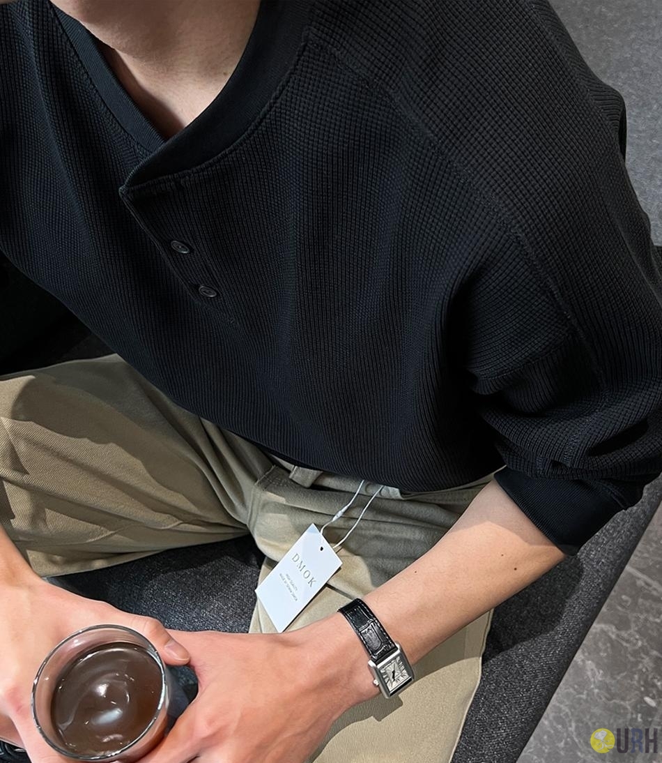 【100%保證韓國直送】Combed Yarn 華夫格機能亨利領長袖Tee 👕 [5 color] RG165860