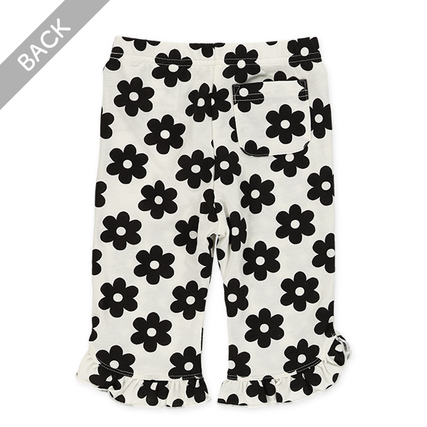 🇯🇵預訂 日本直送🇯🇵黑色花卉滿印荷葉邊半截打底褲