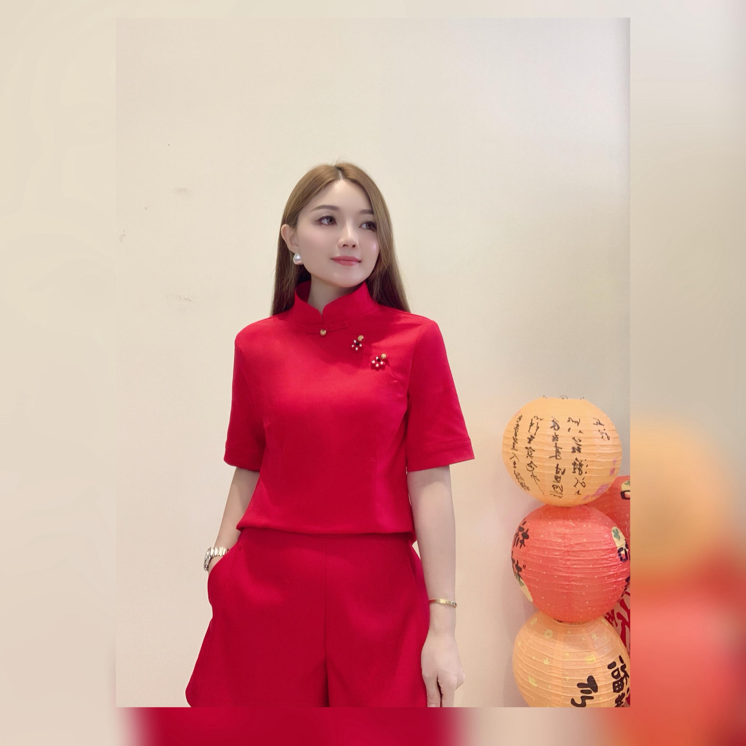 独家蝴蝶盘扣旗袍上衣 1664