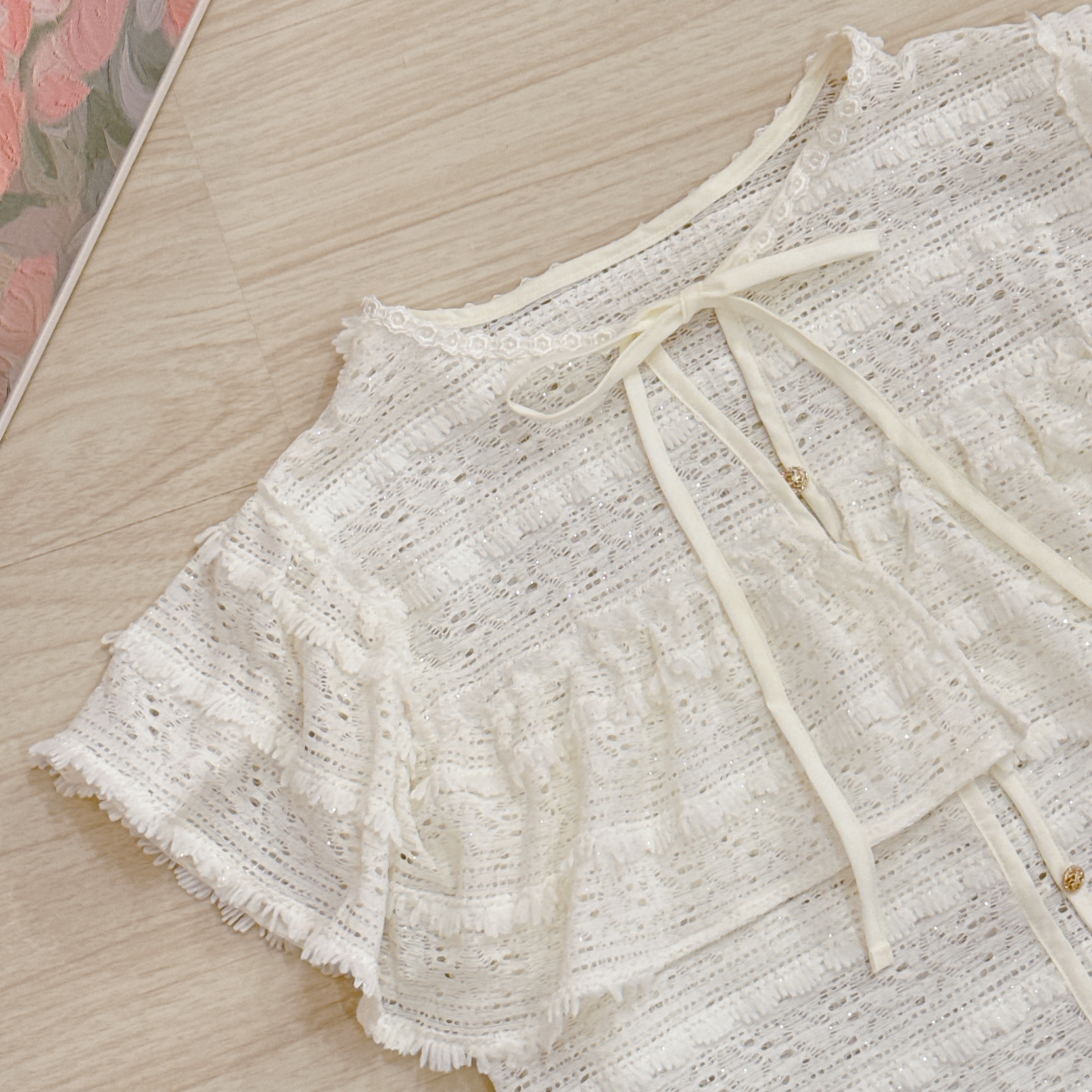 #HANNA-made# Sunlit Ribbon Drape Top