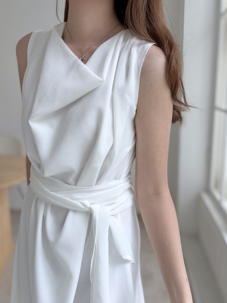 Athena Drape Dress (White)