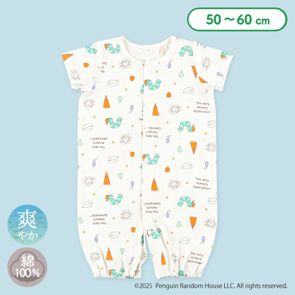 🇯🇵預訂 日本直送🇯🇵好餓的毛毛蟲滿印新生兒純棉短袖連身服睡袋2Way