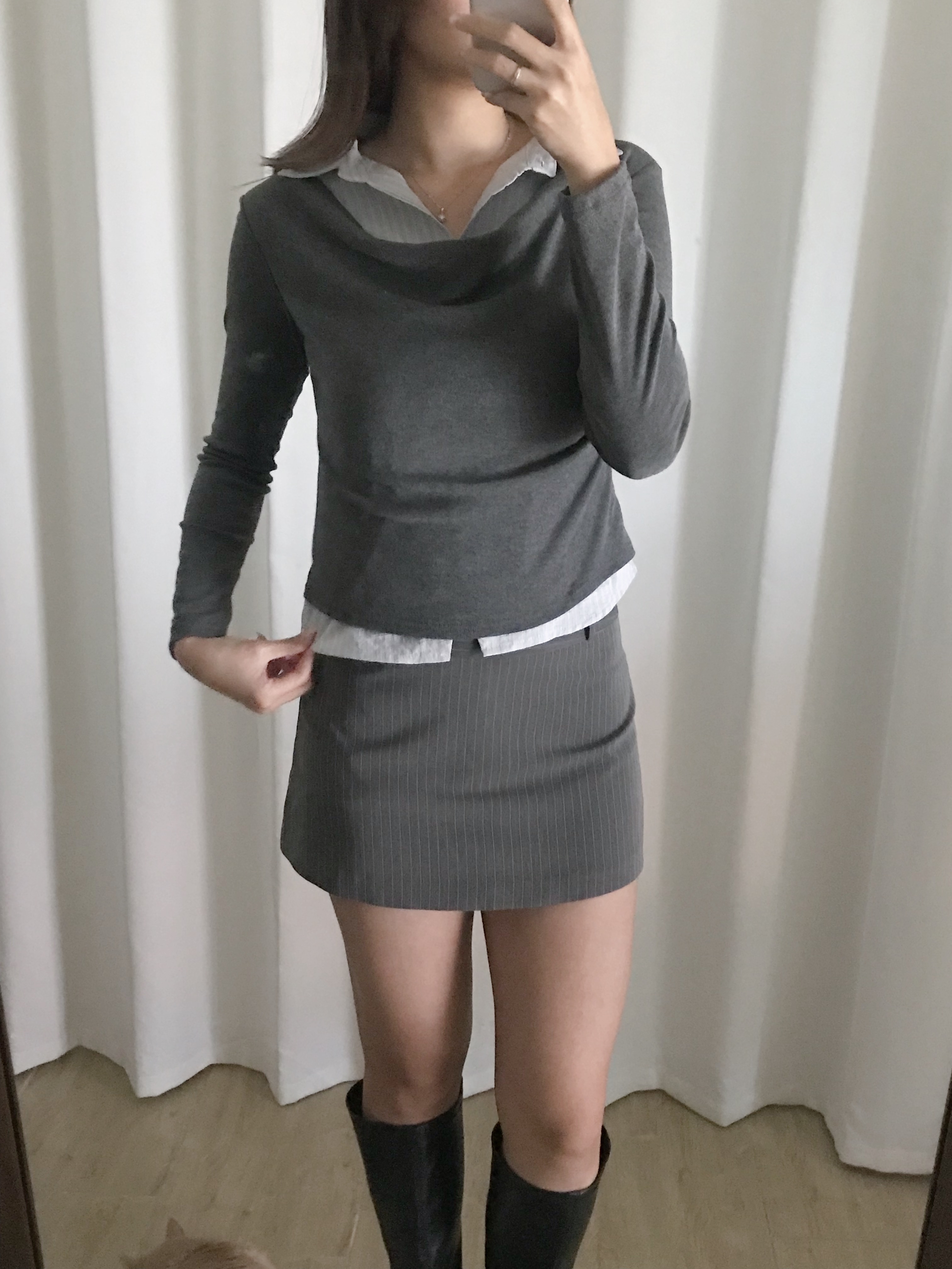 Onni假兩件襯衫長袖上衣