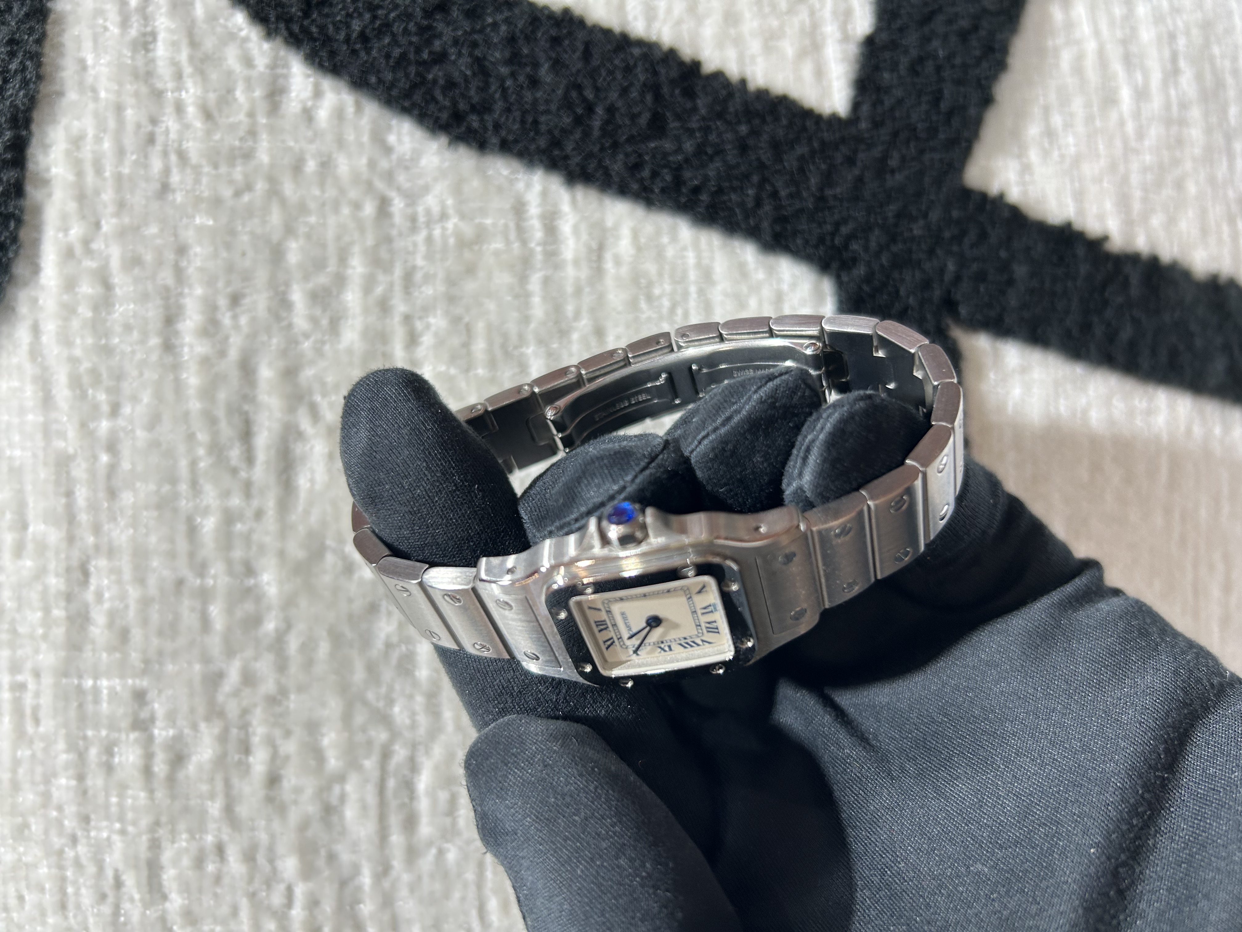 Cartier Steel Curved Santos De Watch 100%Authentic, 98%New ✅23換電收據