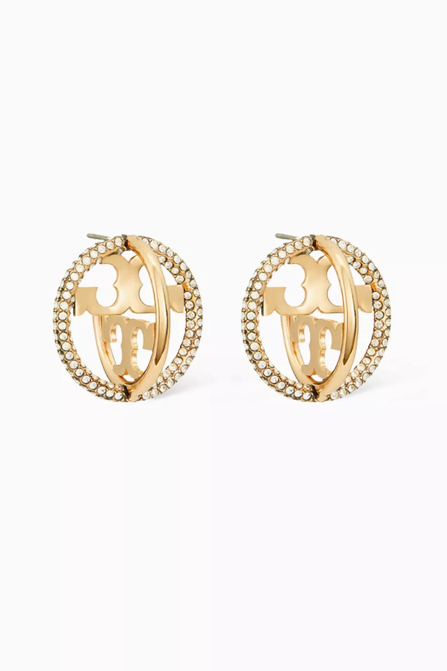 TORY BURCH Miller Earrings with Pavè Hoops T Logo圓環耳環✨