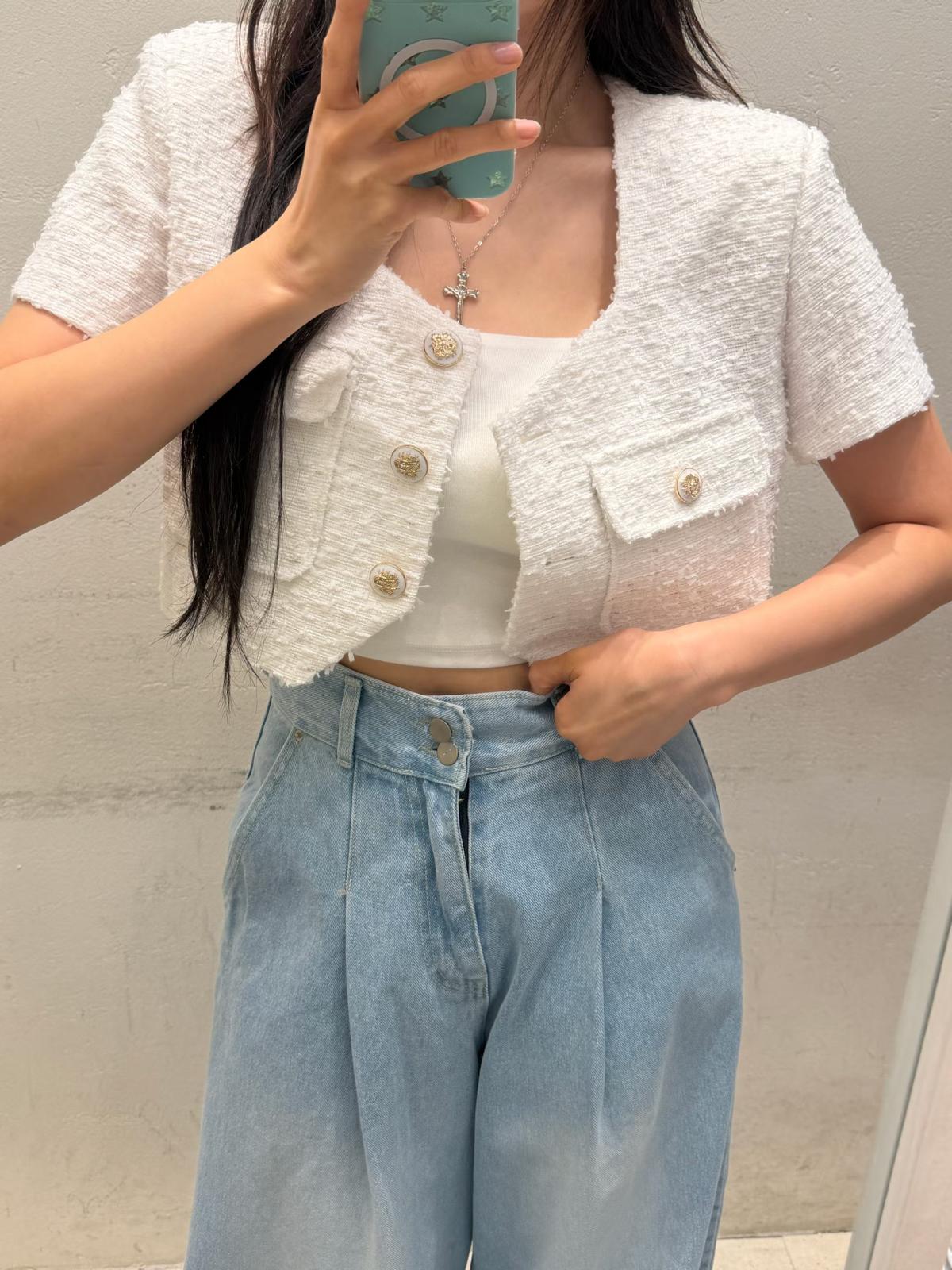 T14 短袖薄Tweed外套