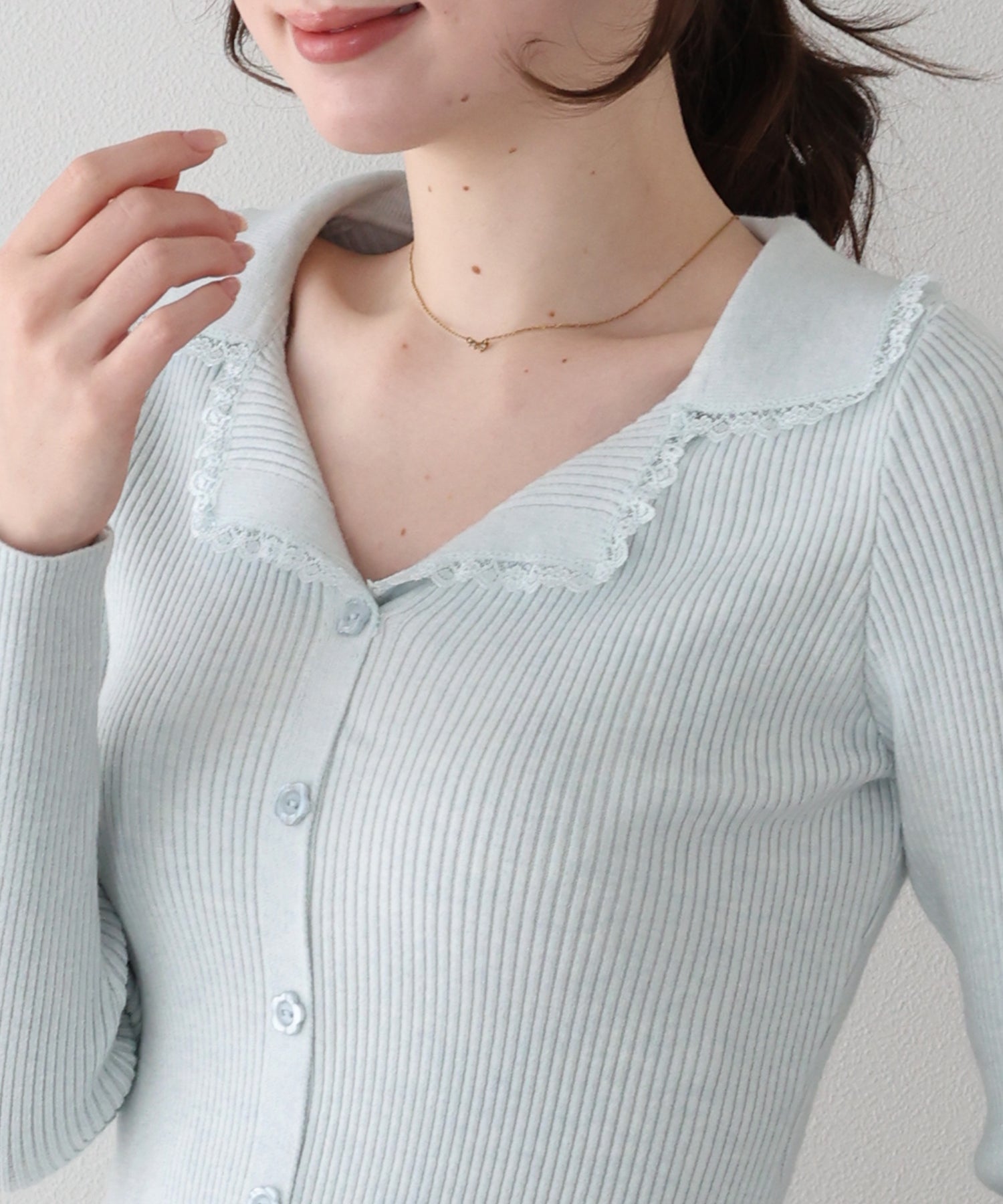 🌸精緻滿分! <JP> Flower Button Lace Collar Knit * 3色入 <預購>