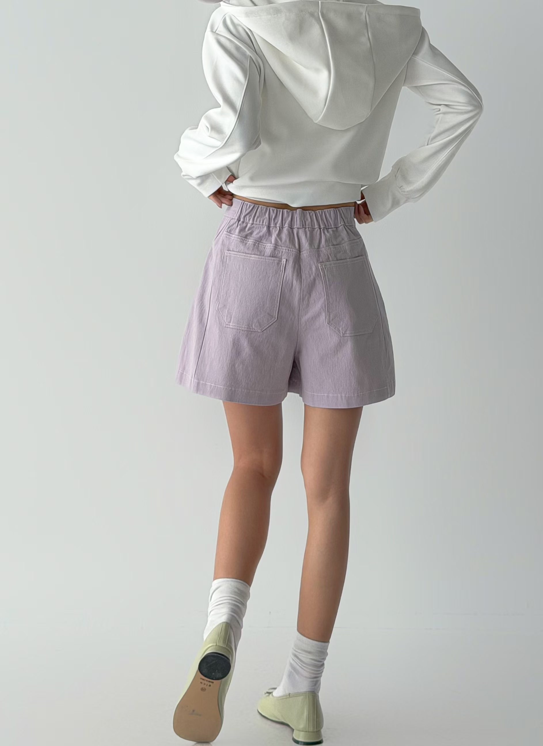 Moci 靚色扯布闊腿短褲