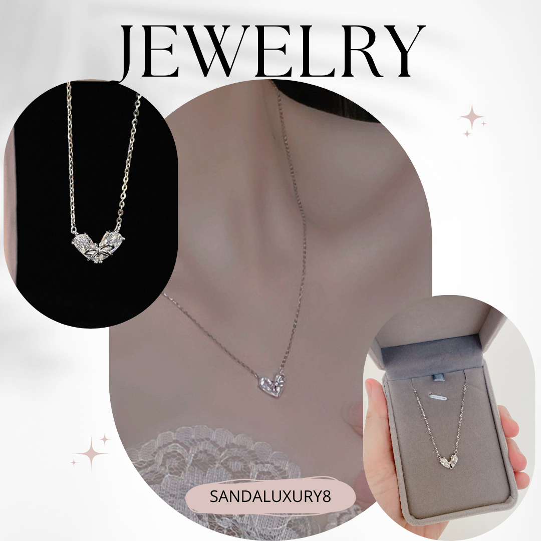 Silver Heart Diamond Necklace  - Luxury Jewelry 