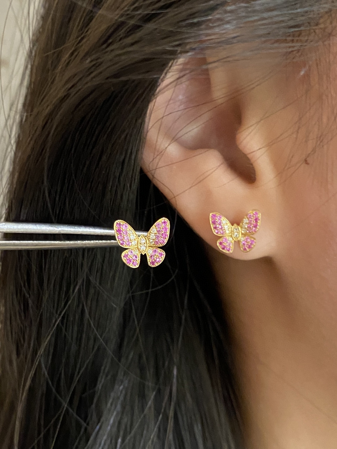 18K Pink Sapphire Earrings 