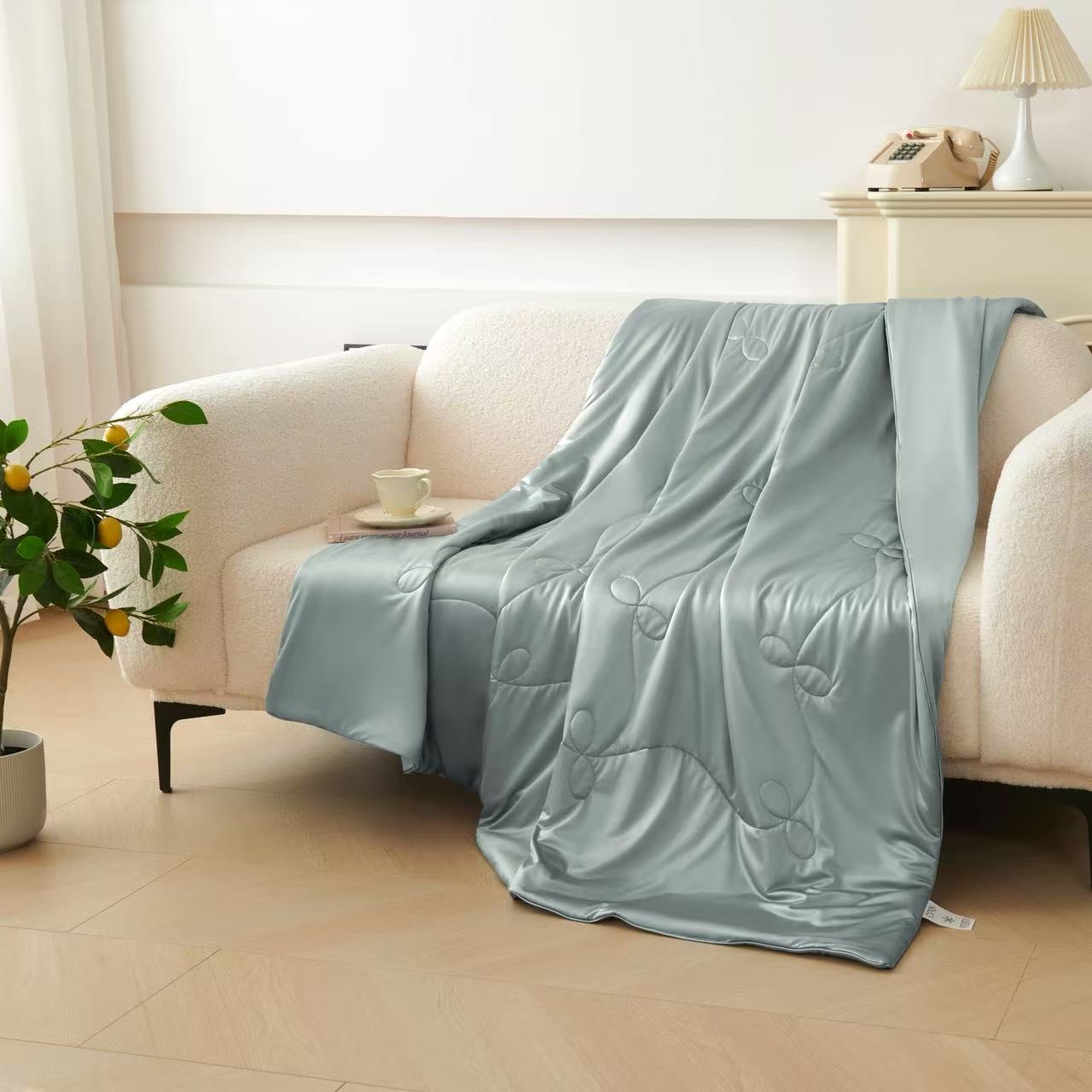 凉感水光被 - 蓝灰