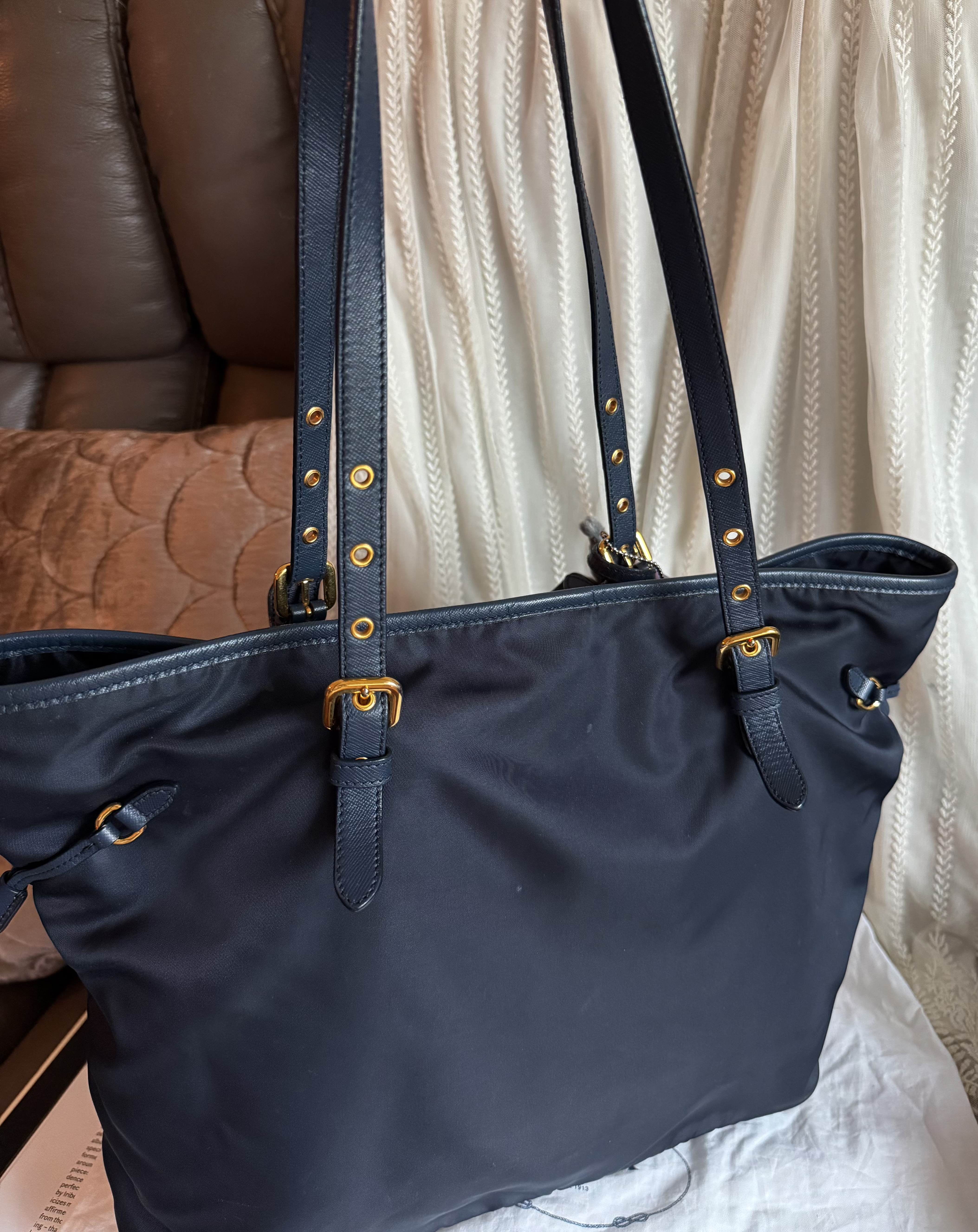 prada re nylon deep navy blue neverfull shoulder bag 