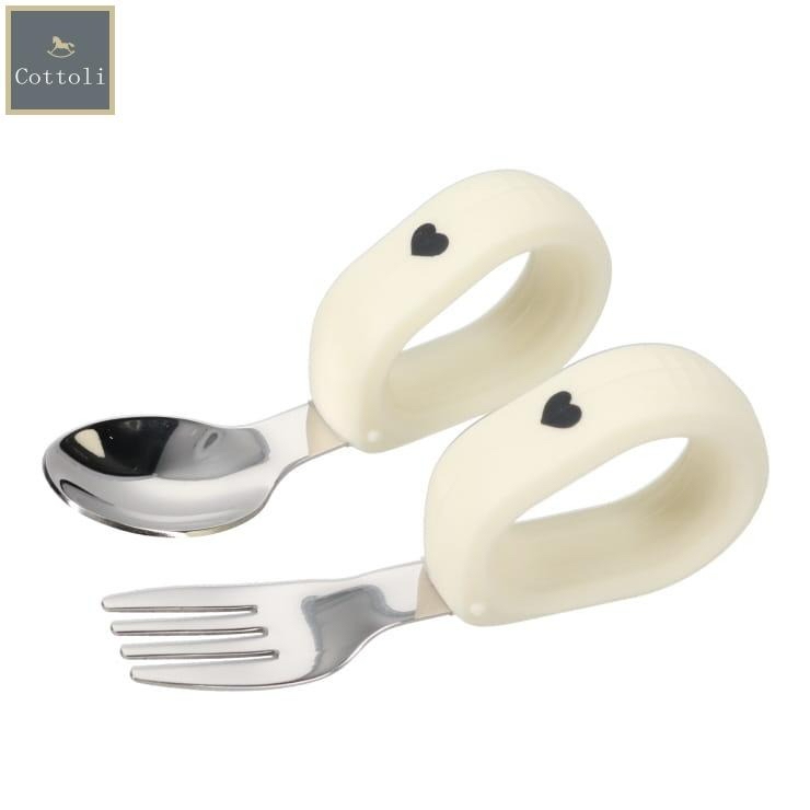 🇯🇵預訂 日本直送🇯🇵Cottoli愛心圖案幼兒不銹鋼環形圈圈餐具連盒套裝