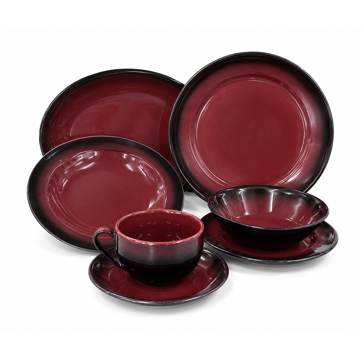 Claytan Scarlet Romance Series Ceramic Tableware 50% OFF | Plate Bowl Set