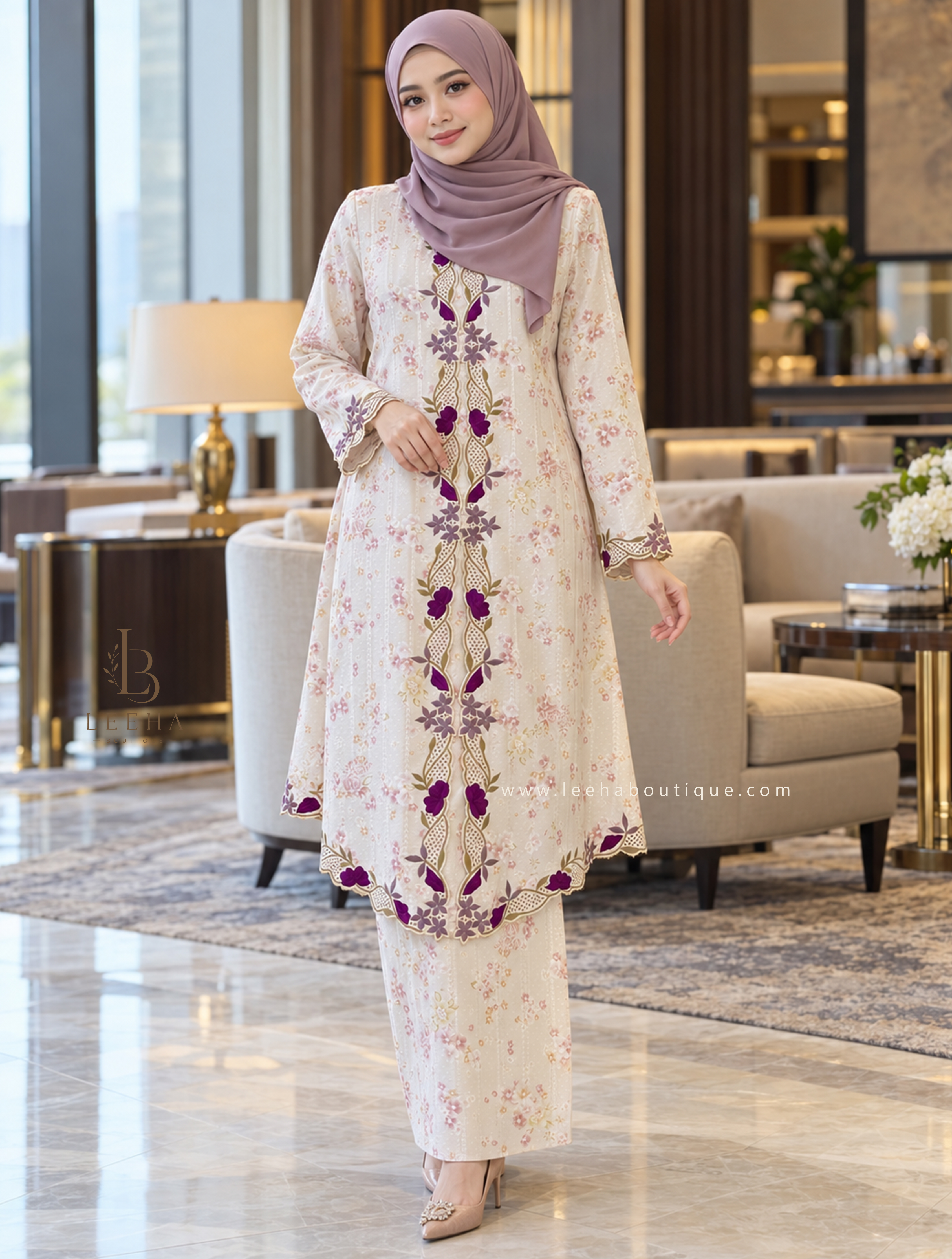 KEBAYA SERI BULAN (IVORY PURPLE)