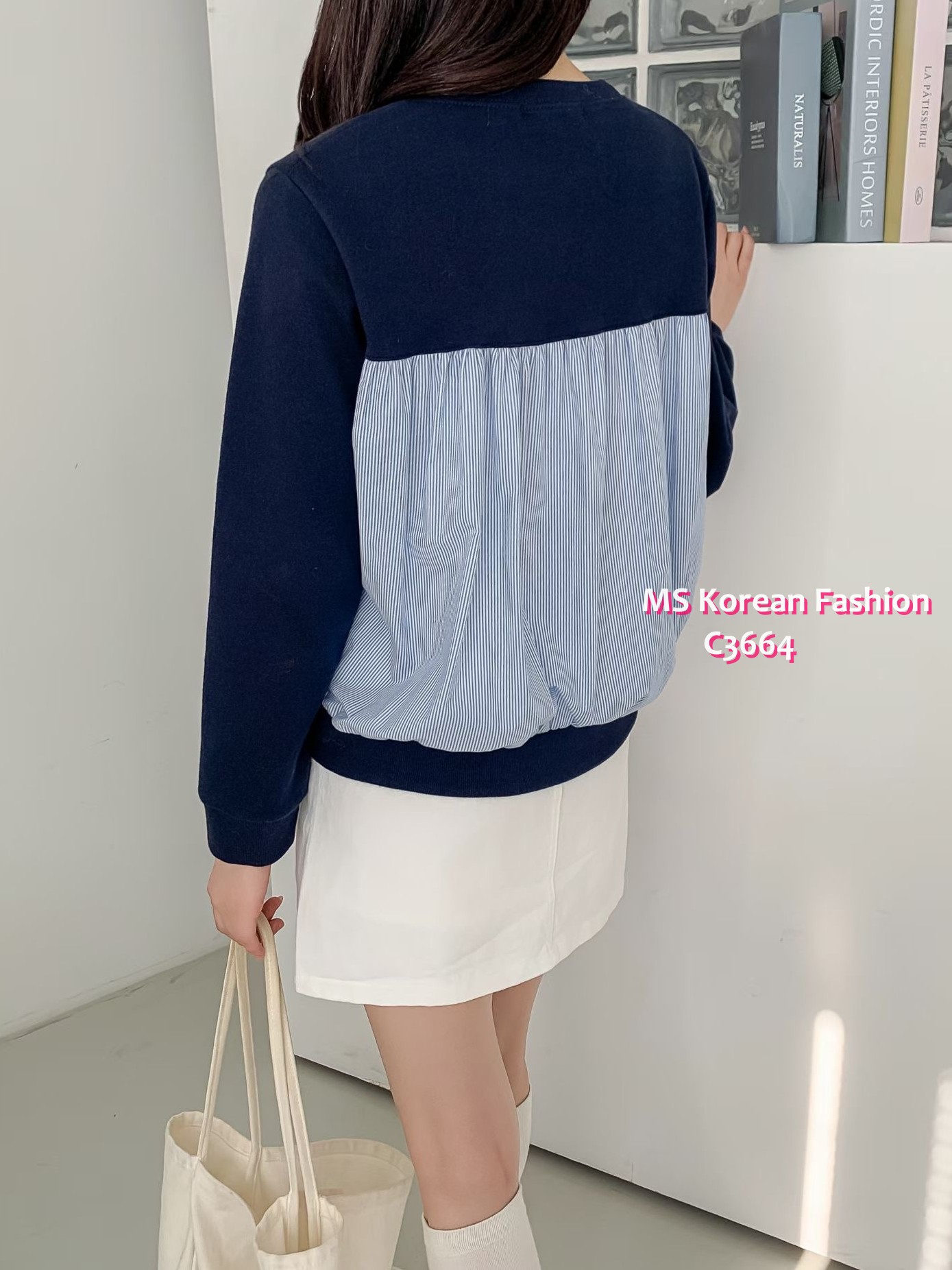 C3664 韓國🇰🇷後拼條子top