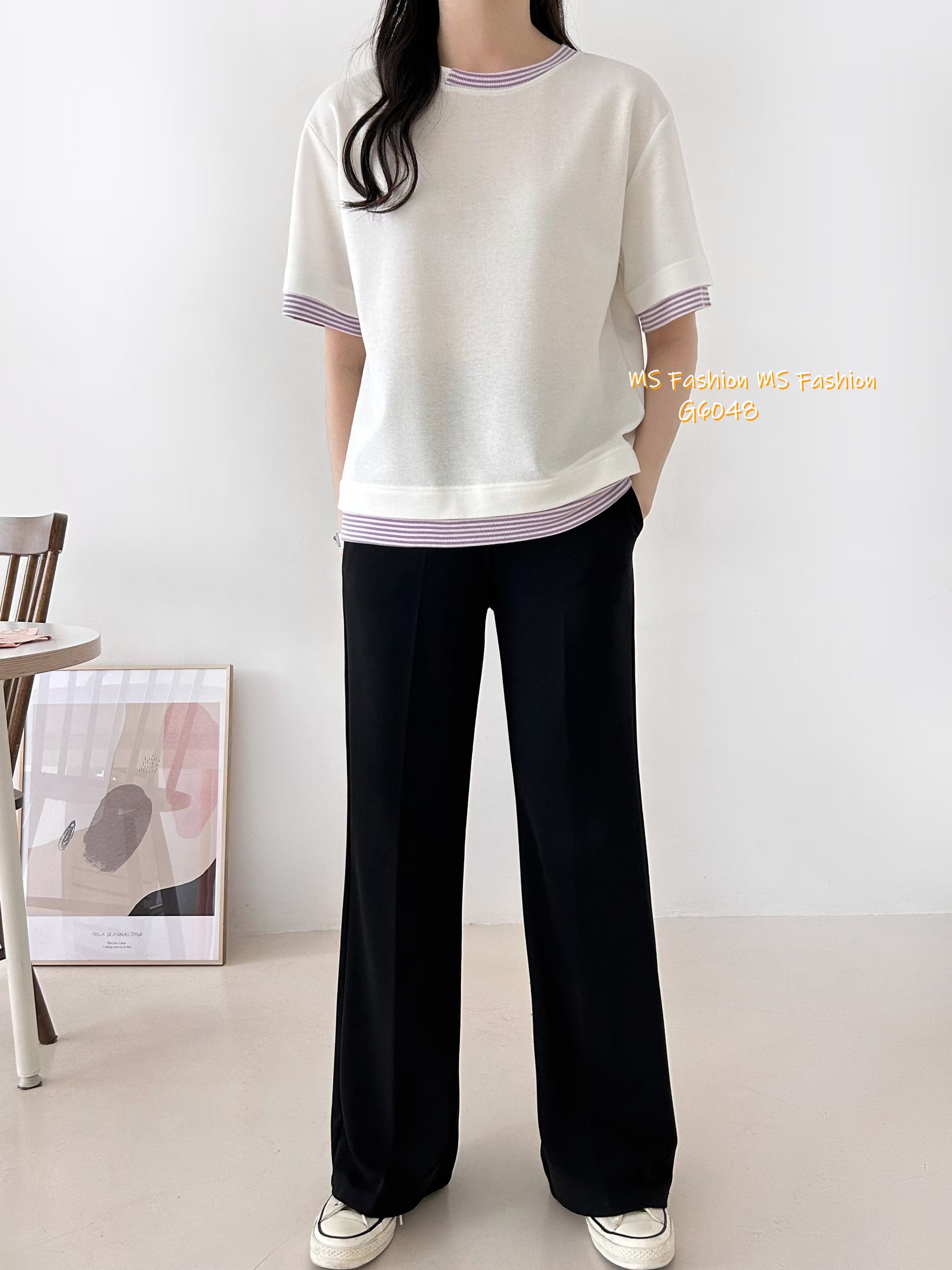 G6048 韓國🇰🇷拼邊子邊top