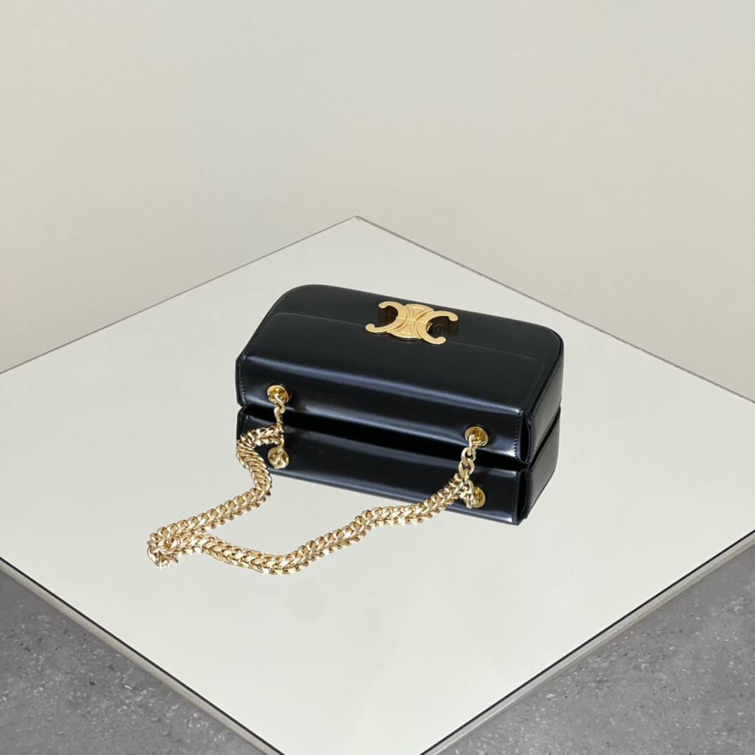 🔥大货实拍图 𝗖𝗘𝗟𝗜𝗡𝗘 ♥ 𝗧𝗥𝗜𝗢𝗠𝗣𝗛𝗘链条腋下包 型号：197993 尺寸：20.5*11.5*4cm