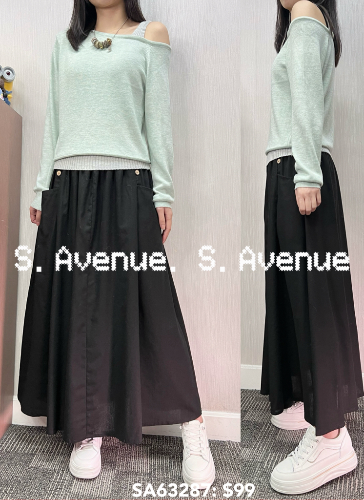 SA63287: 長袖露膊撞色邊線冷top