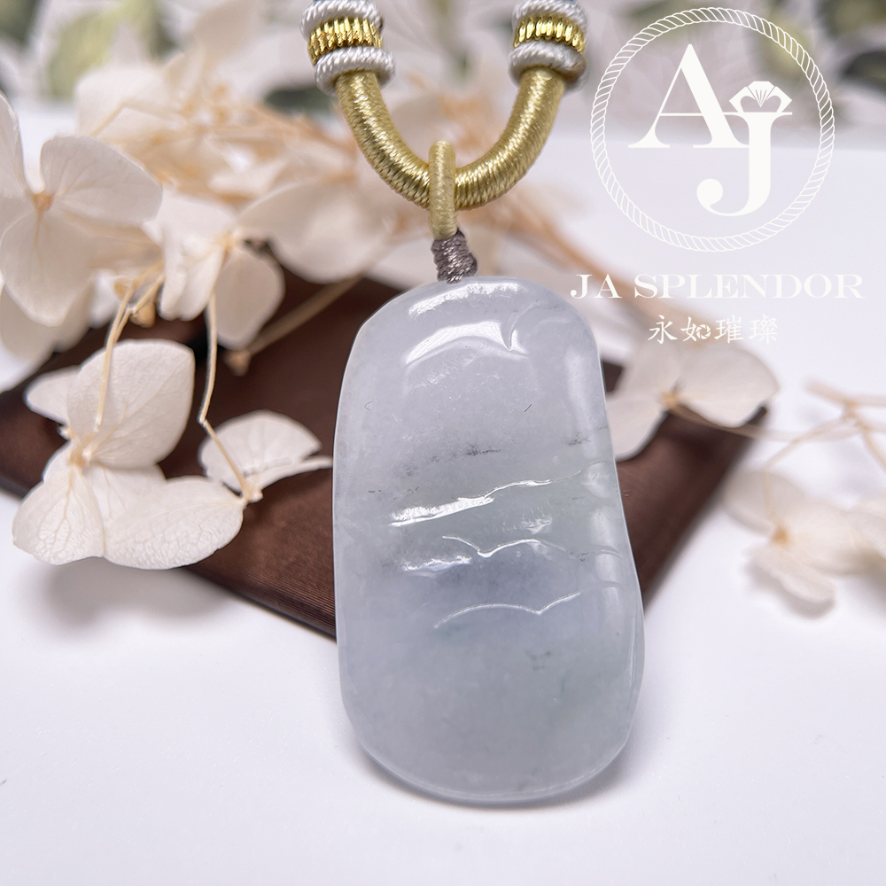 JNS-269 天然翡翠A玉  墨翠雲烟平安無事牌吊墜