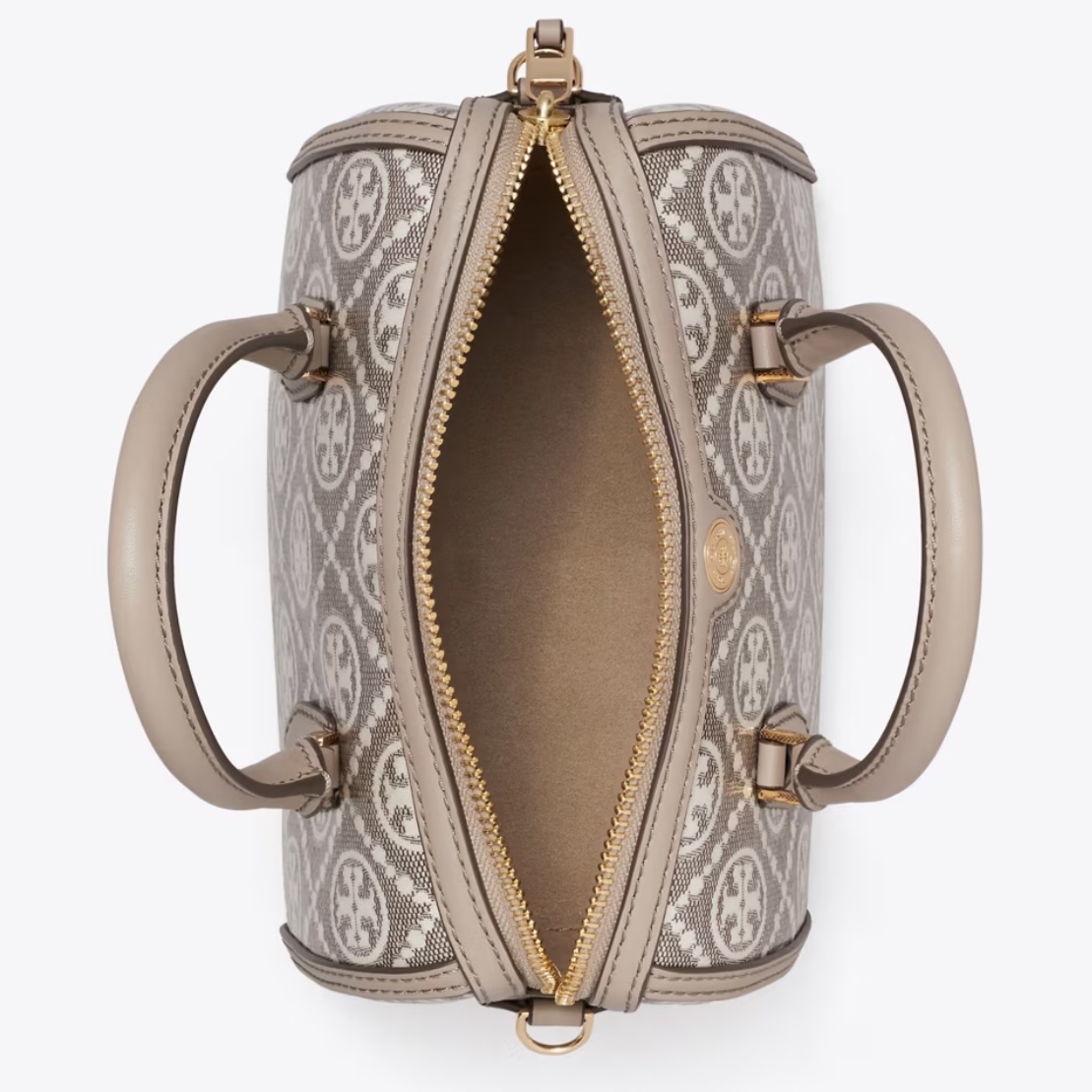 T MONOGRAM COATED JACQUARD PETITE BARREL BAG