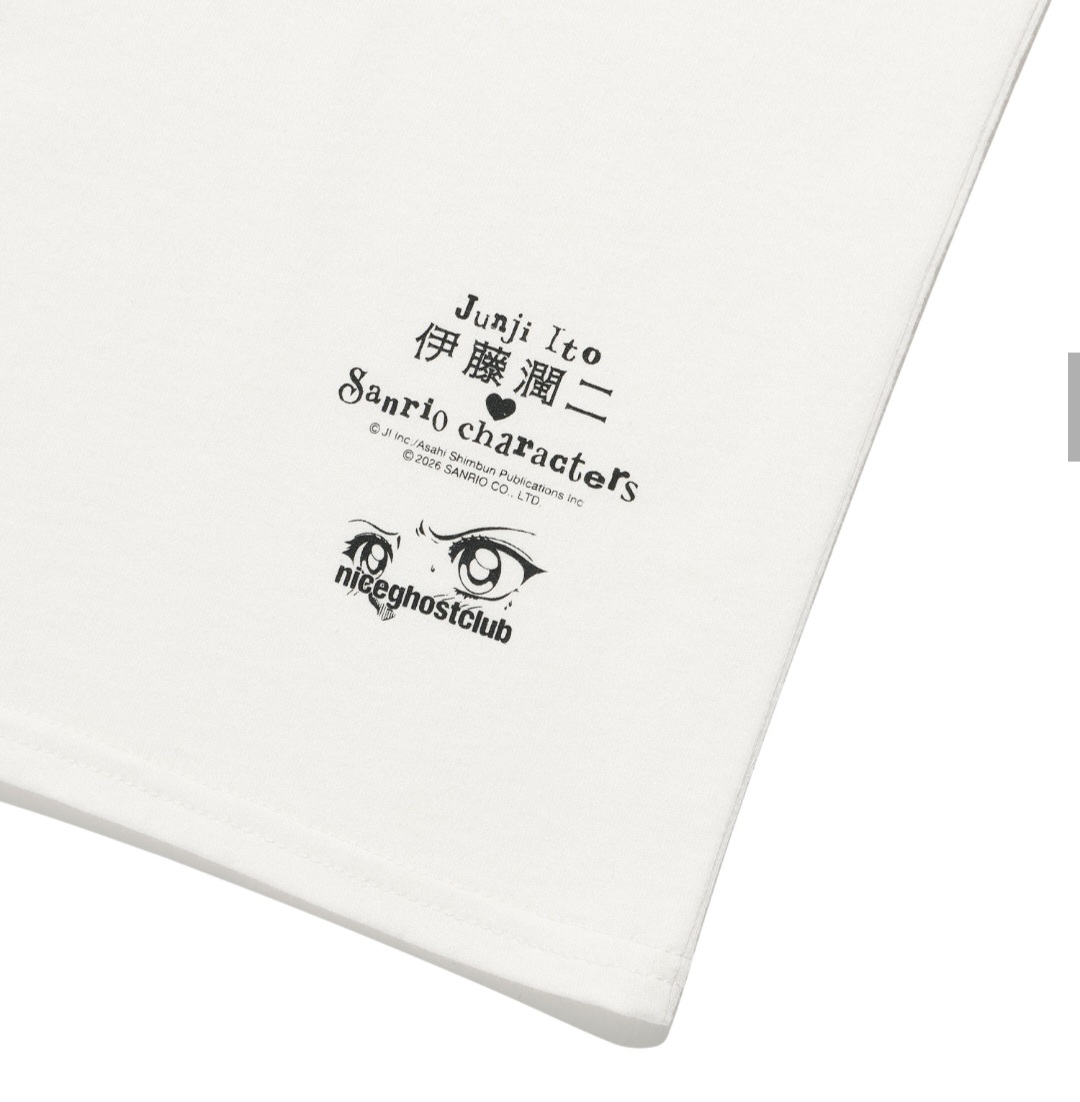 伊藤潤二  × Sanrio × niceghostclub 聯動限定系列｜白色Kitty Tee