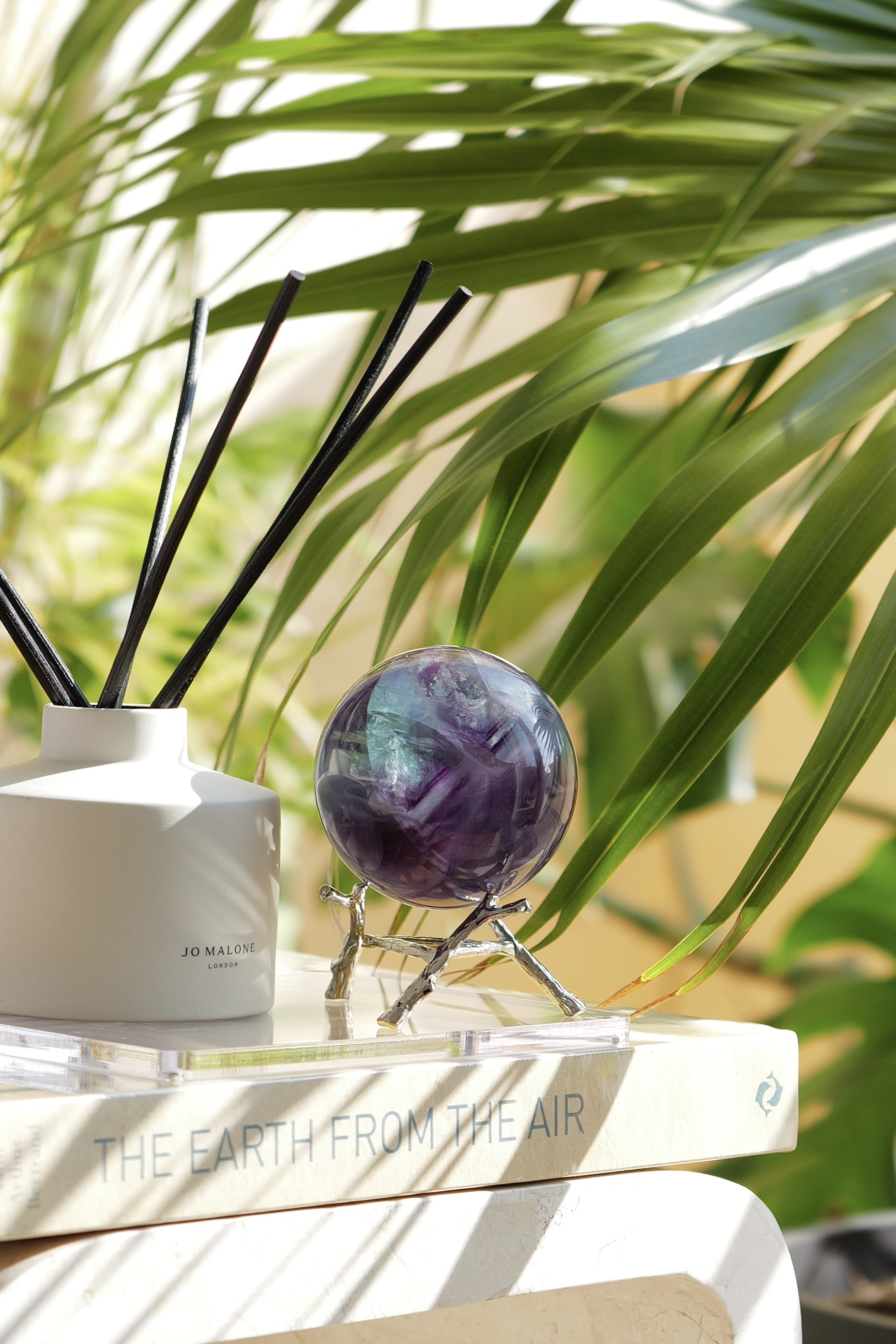 ༒1.1kg+ 8.4cm紫藍綠千層紋螢石球༒    FLa029H2MAG10FJ-RA3*6tm