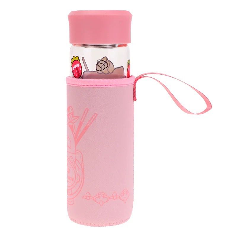 LuLu the Piggy 400ml 彩繪風玻璃水樽連布套（LU-7935-2）