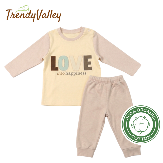 Trendyvalley Organic Cotton Baby Pajamas ( LOVE INTO HAPPINESS)