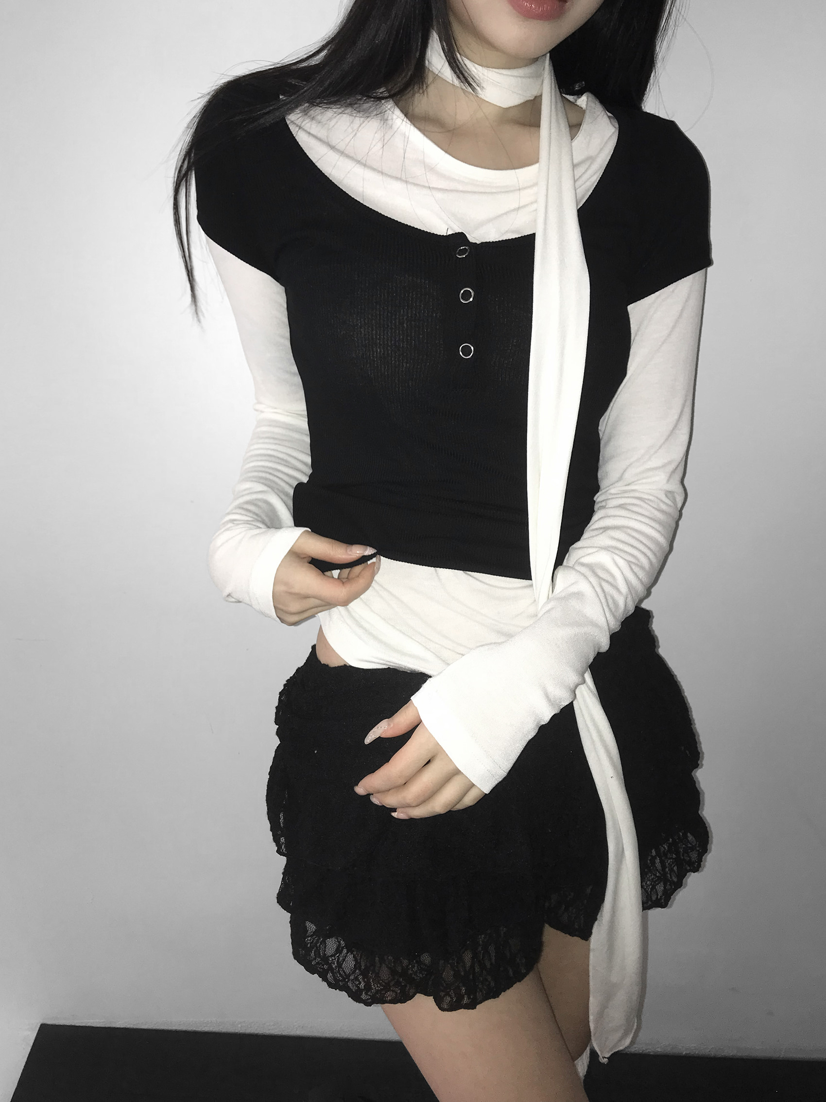 Tiered Ruffled Lace Mini Skirt