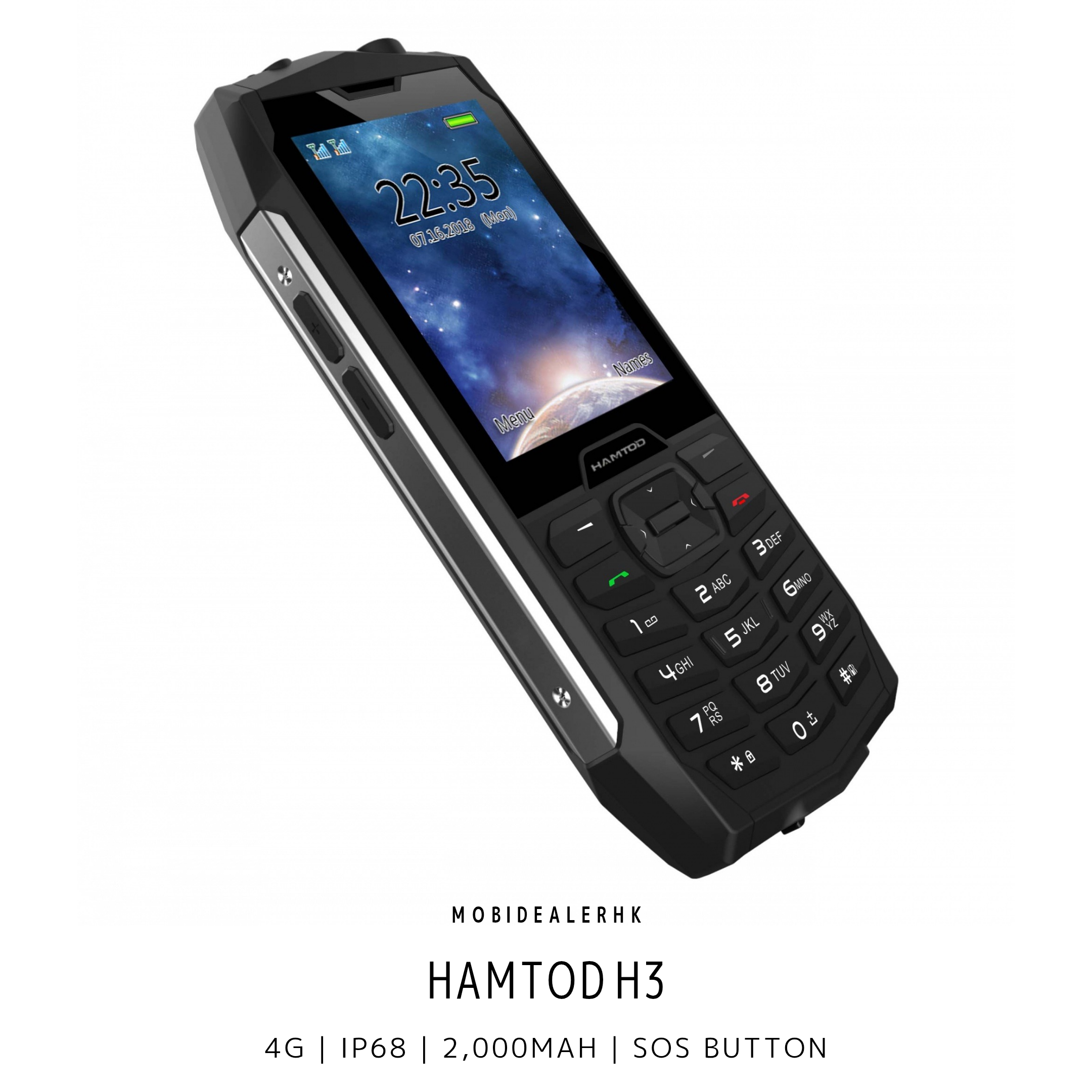 Hamtod H3 | 4G | 功能手機 | 三防老人機 | IP68 | SOS一鍵求救 | 2000mAh大電量