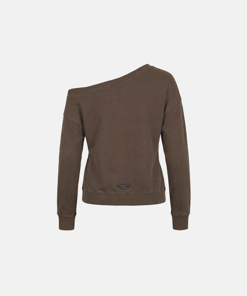 BS Soft Terry Off-the-Shoulder Sweatshirt - Brown