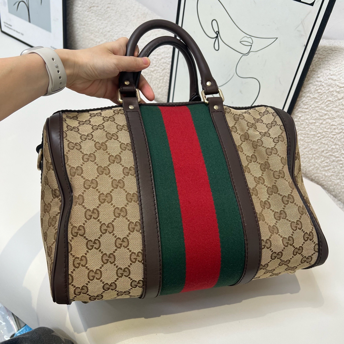 【預訂貨品】gucci 老花帆布波士頓包