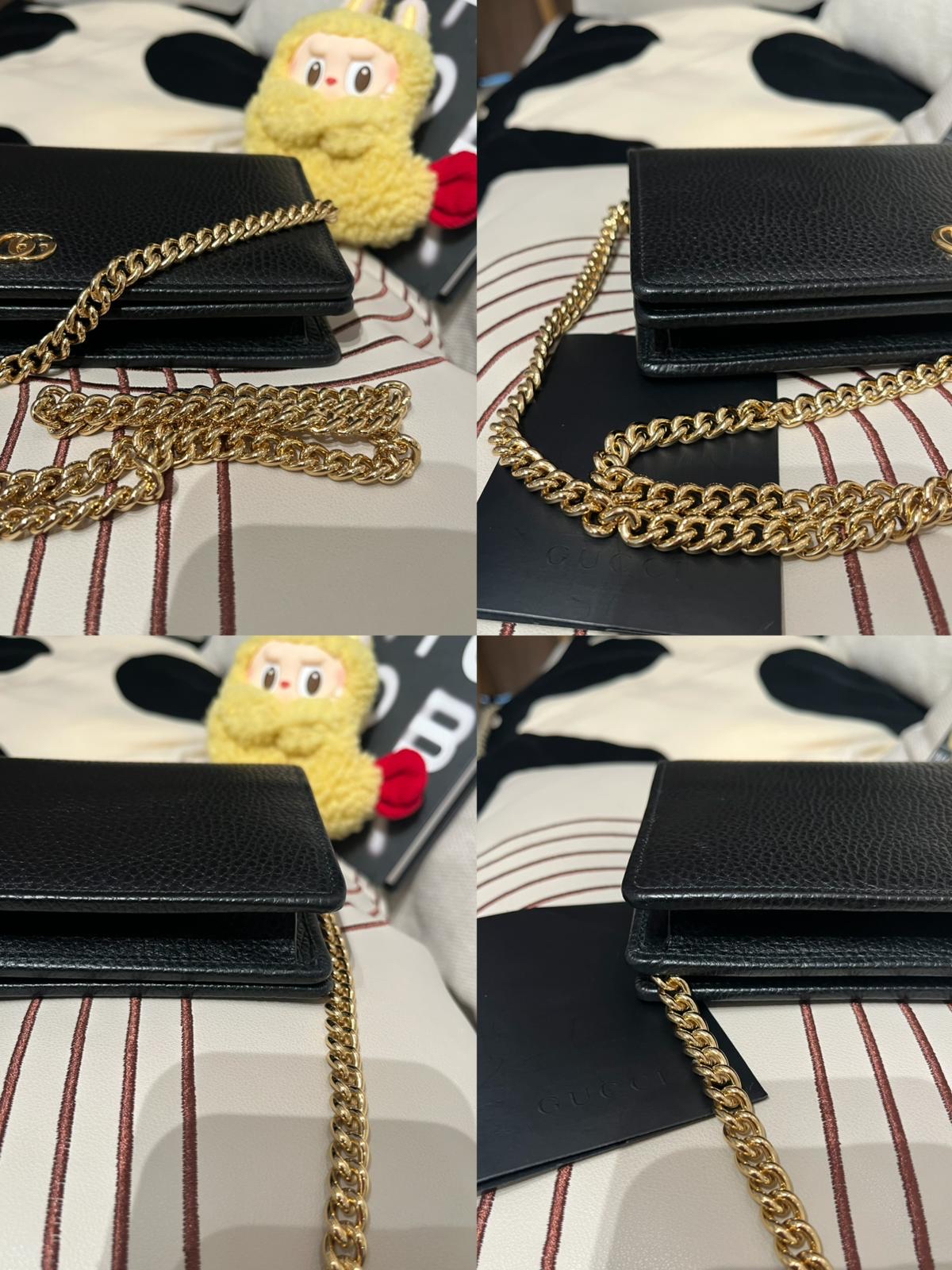 Gucci wallet on chain calfskin 黑色牛皮金鏈 100%Authentic,98%new ✅收據✅dust bag ✅BOX