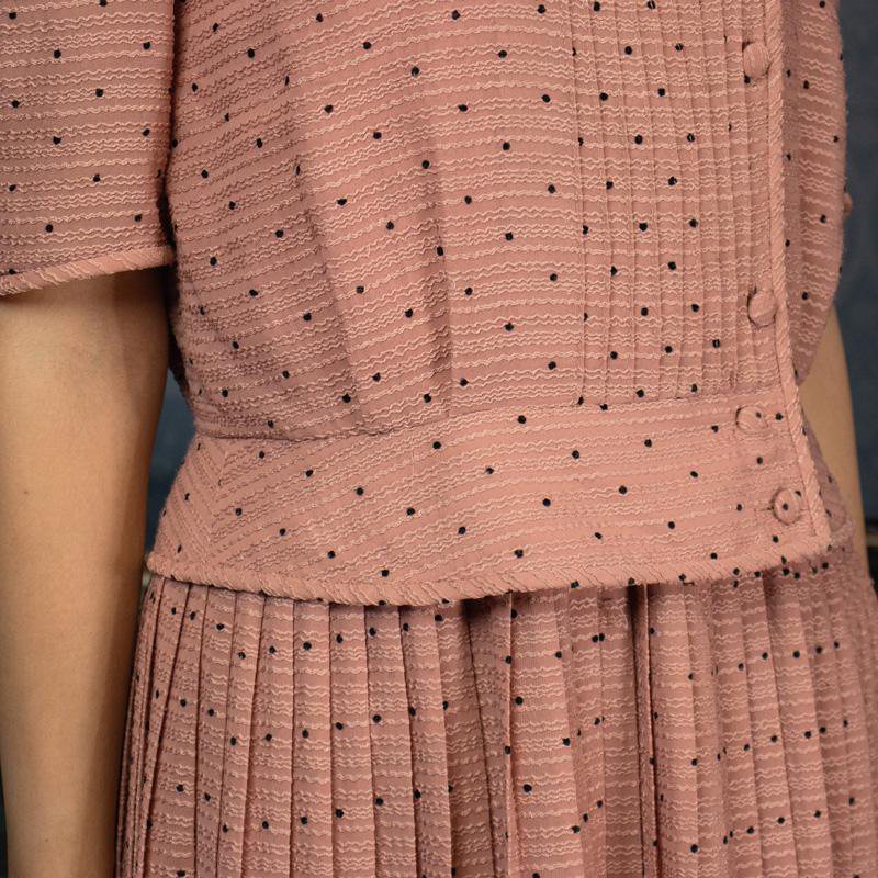 C.a.1980s Dusty Pink x Dotty Pattern Faux Twin Set (BF246)
