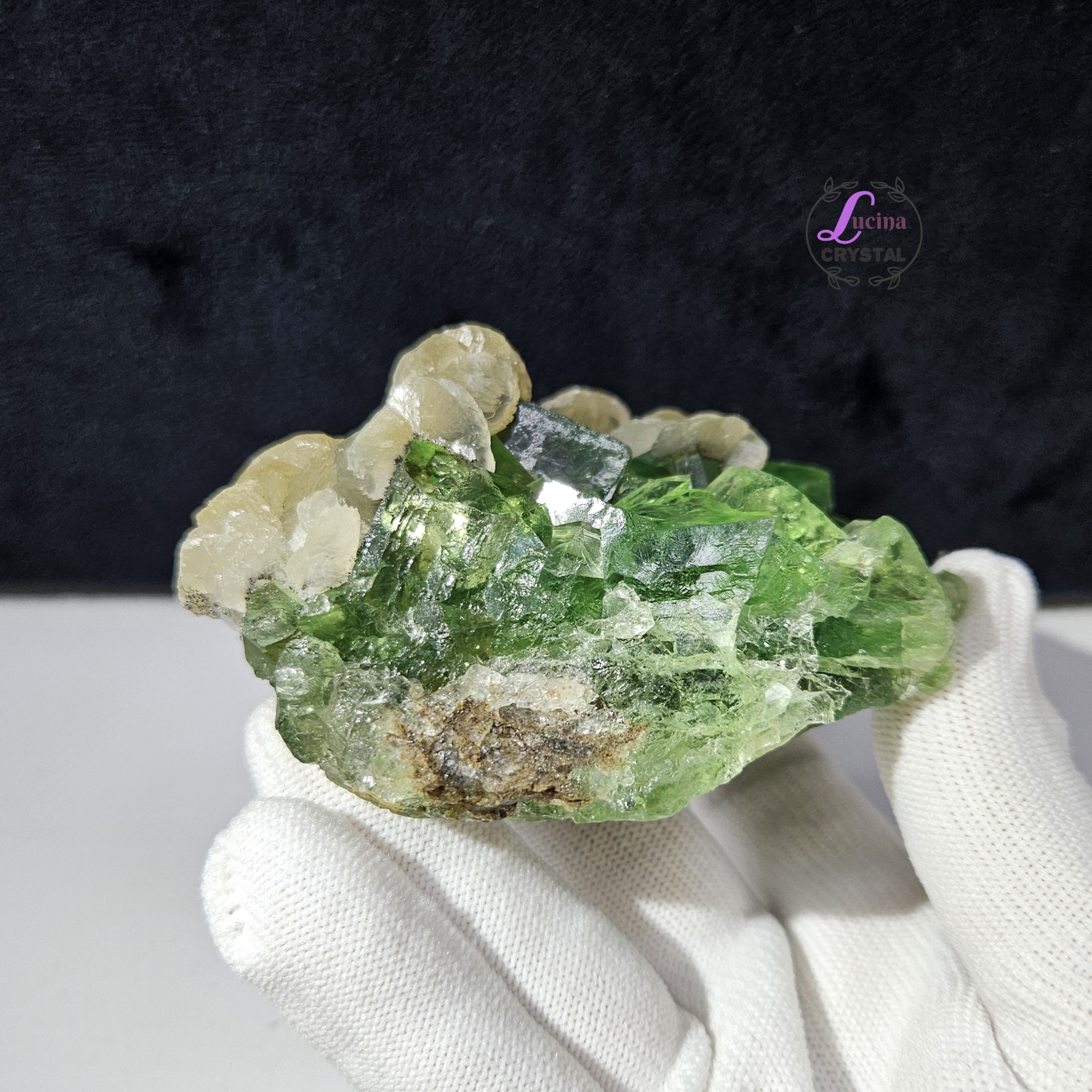 (Co#LC8549) 香花嶺蘋果綠螢石原礦/Apple Green Cubic Fluorite Cluster 