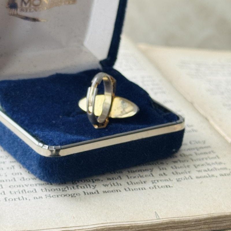 Vintage Faceted Smokey Glass Ring- Adjustable Size (MT2559-3)