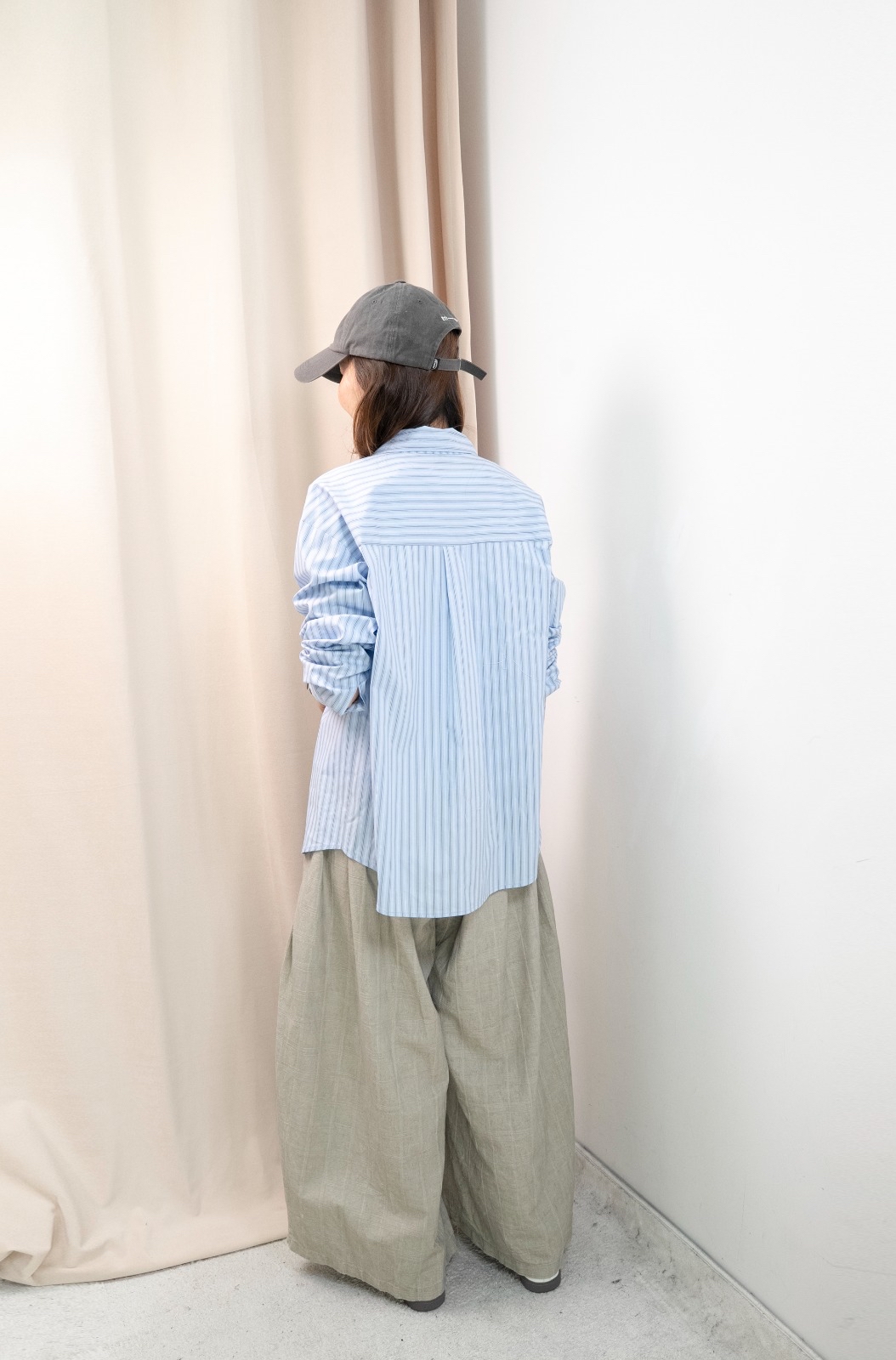直間紋Smart causal 襯衫（藍啡間）